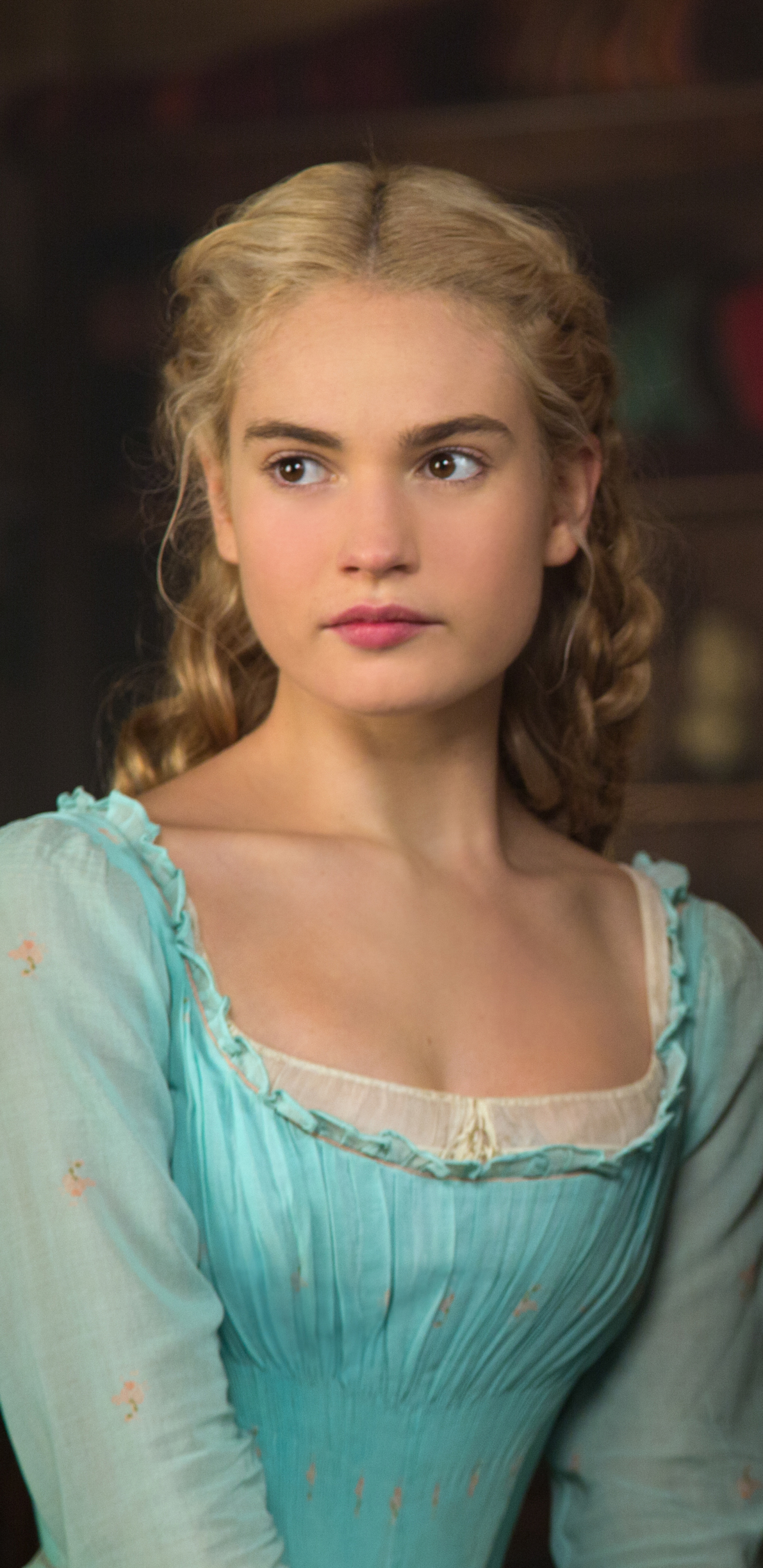 Download mobile wallpaper Movie, Lily James, Cinderella (2015) for free.