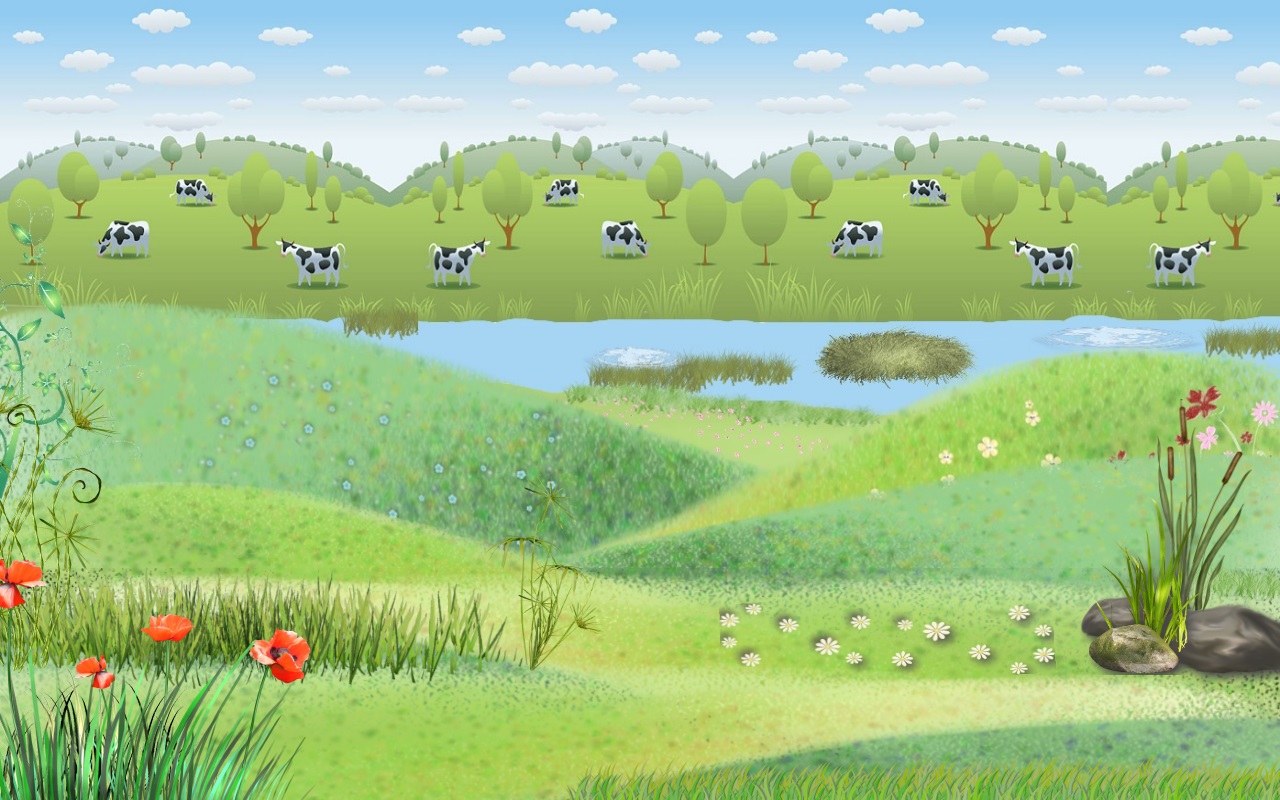 1471758 descargar fondo de pantalla artístico, lindo, vaca, granja, flor, verde: protectores de pantalla e imágenes gratis