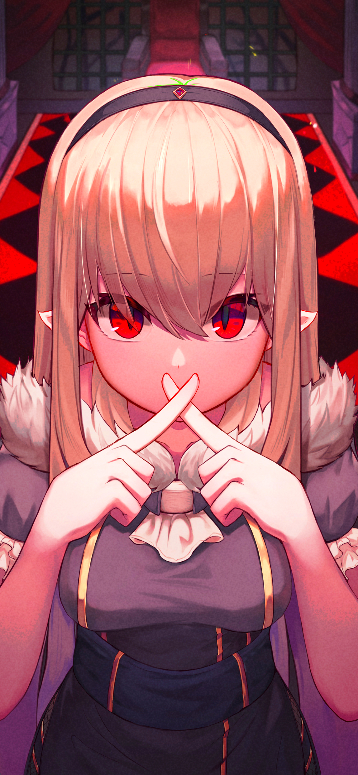 Handy-Wallpaper Blond, Original, Blondinen, Rote Augen, Animes, Lange Haare, Spitze Ohren kostenlos herunterladen.