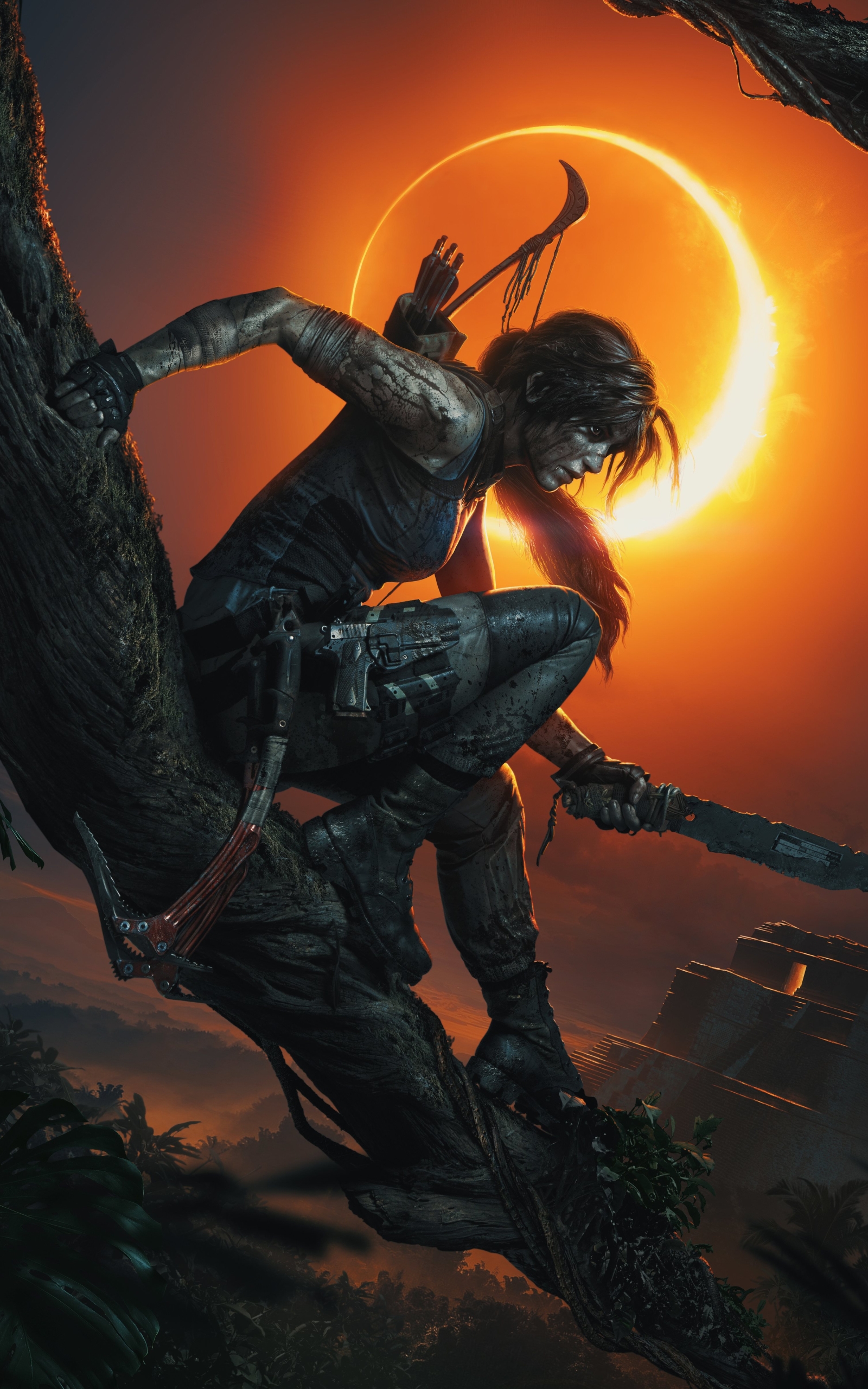 Handy-Wallpaper Tomb Raider, Nacht, Computerspiele, Frau Krieger, Lara Croft, Shadow Of The Tomb Raider kostenlos herunterladen.