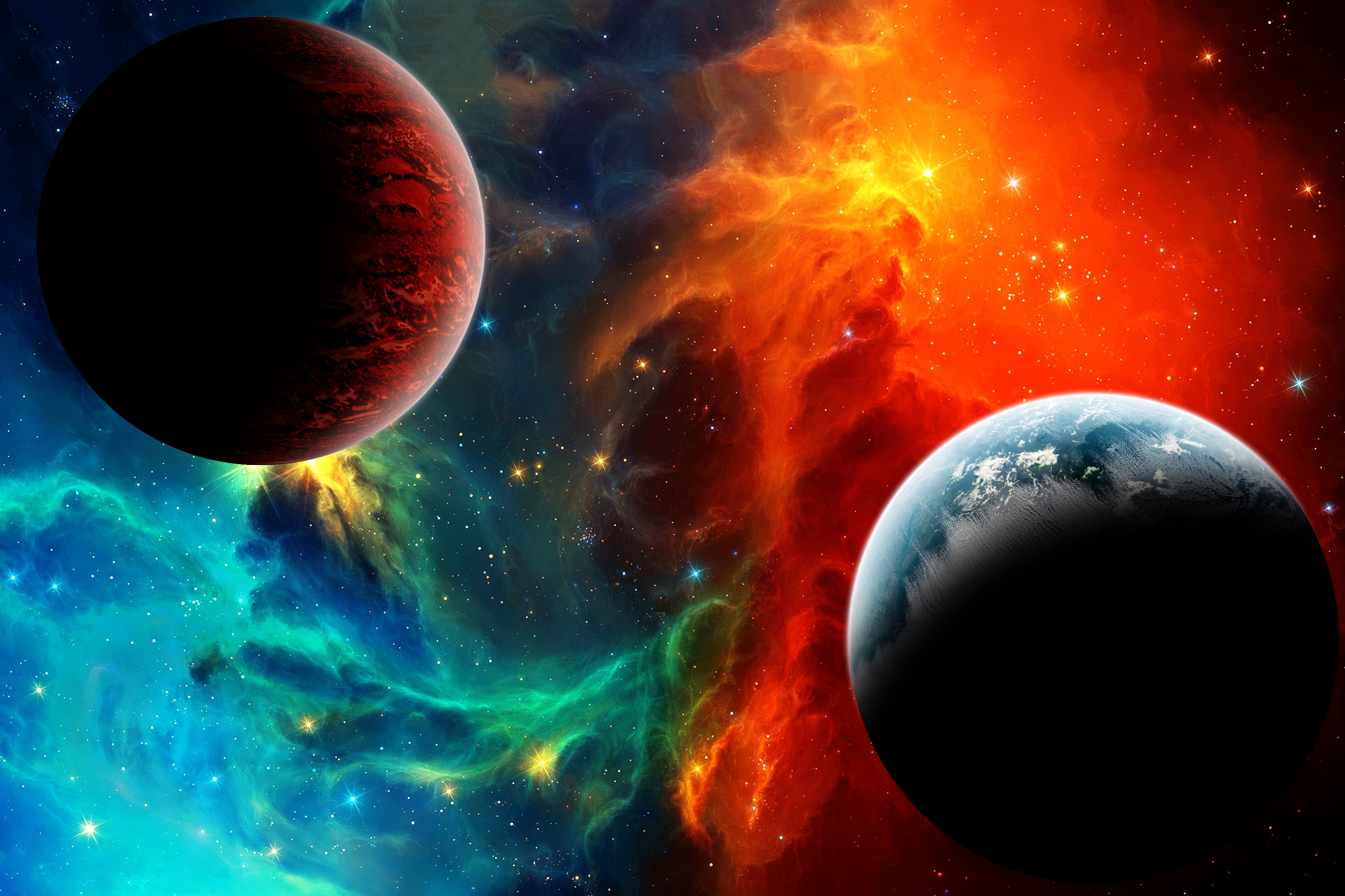 Téléchargez des papiers peints mobile Planètes, Nébuleuse, Espace, Planète, Coloré, Science Fiction gratuitement.