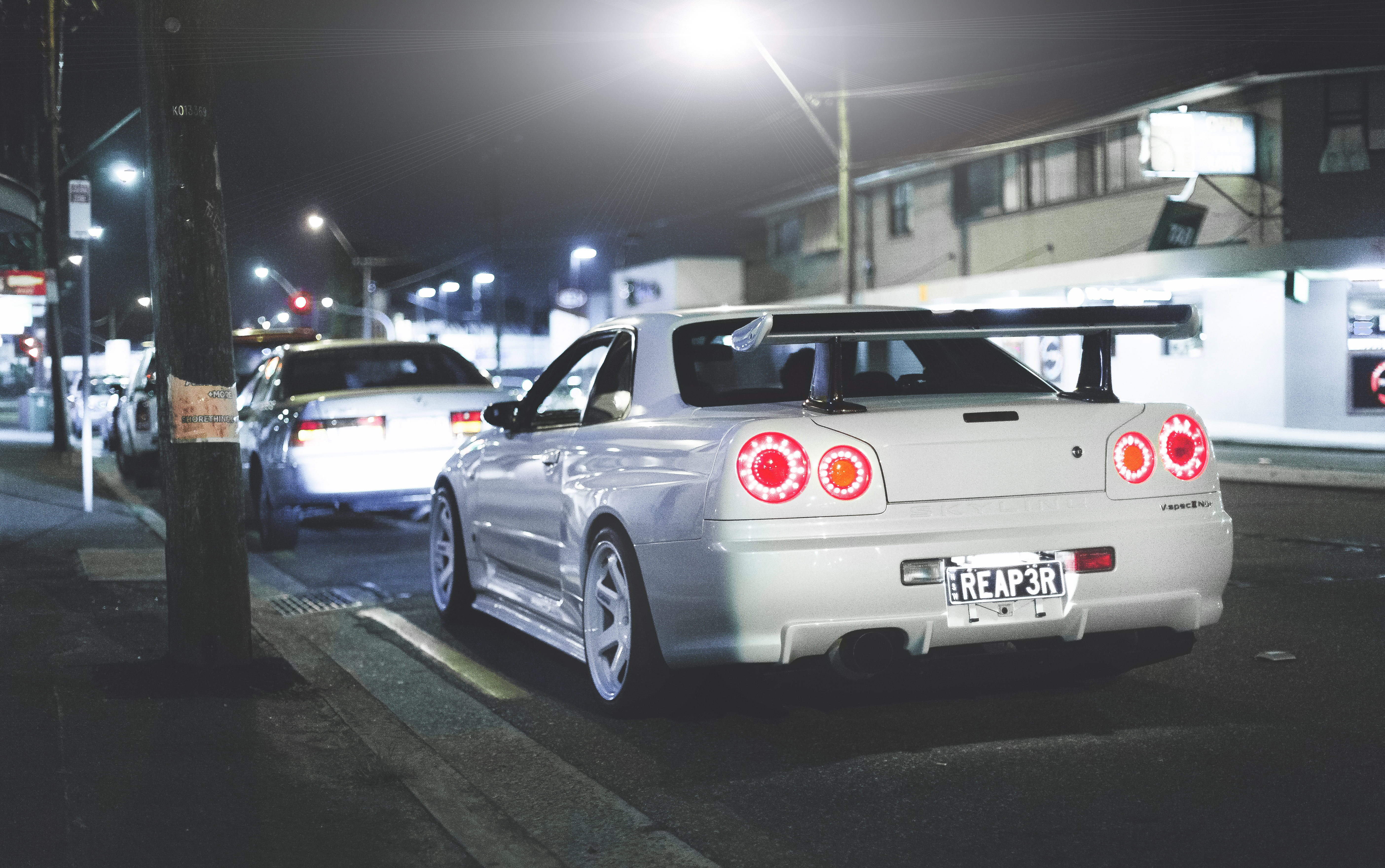 nissan, r34, skyline, cars, back view, rear view, gt r