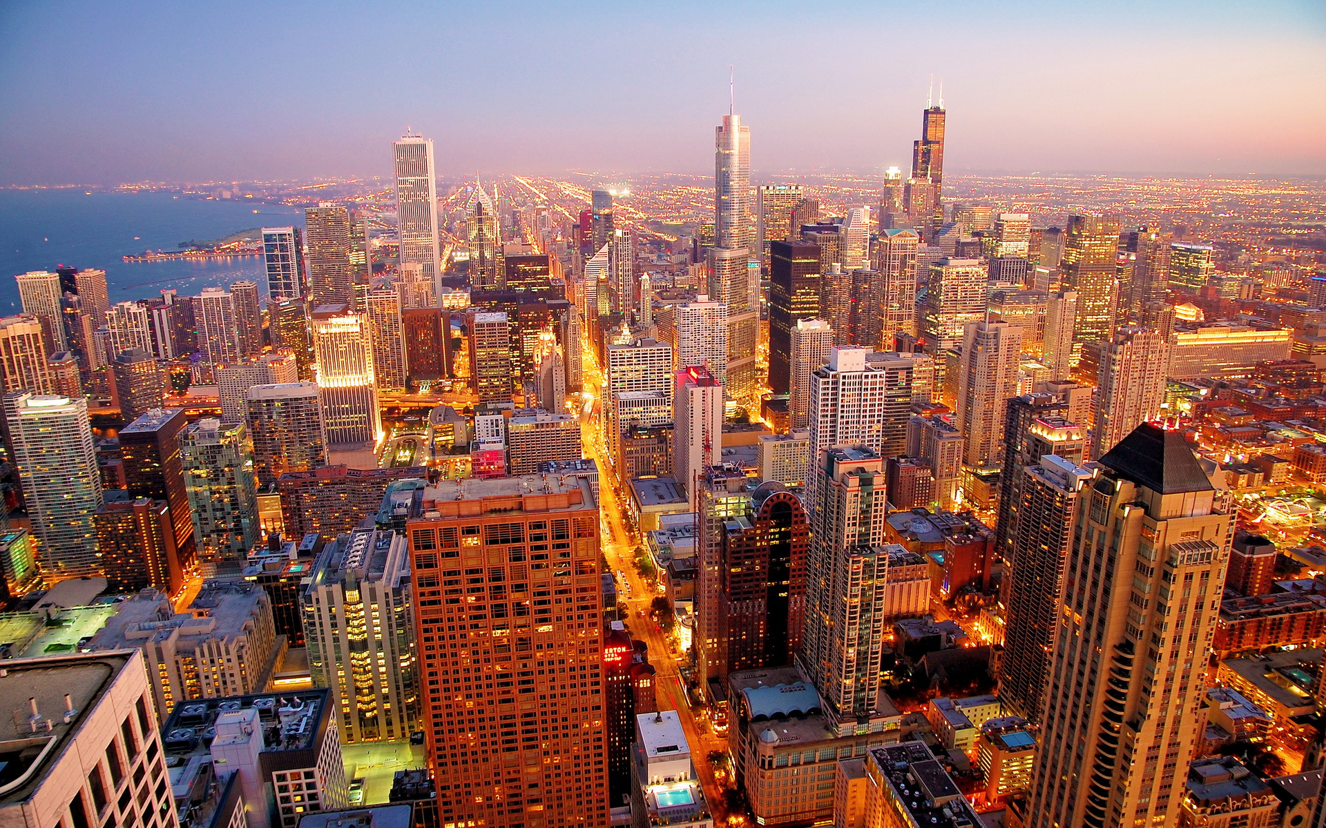 Free download wallpaper Cities, Architecture, City, Skyscraper, Building, Dusk, Cityscape, Chicago, Skyline, Man Made on your PC desktop