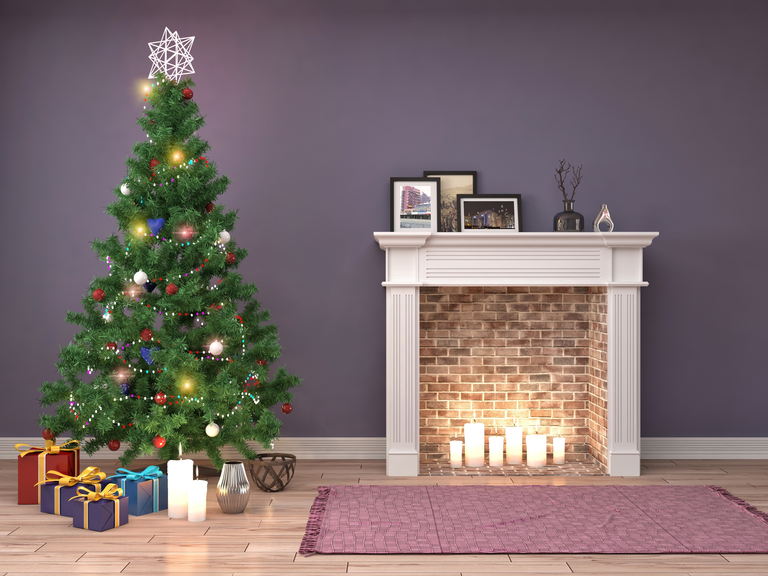 Download mobile wallpaper Christmas, Holiday, Christmas Tree, Chimney for free.