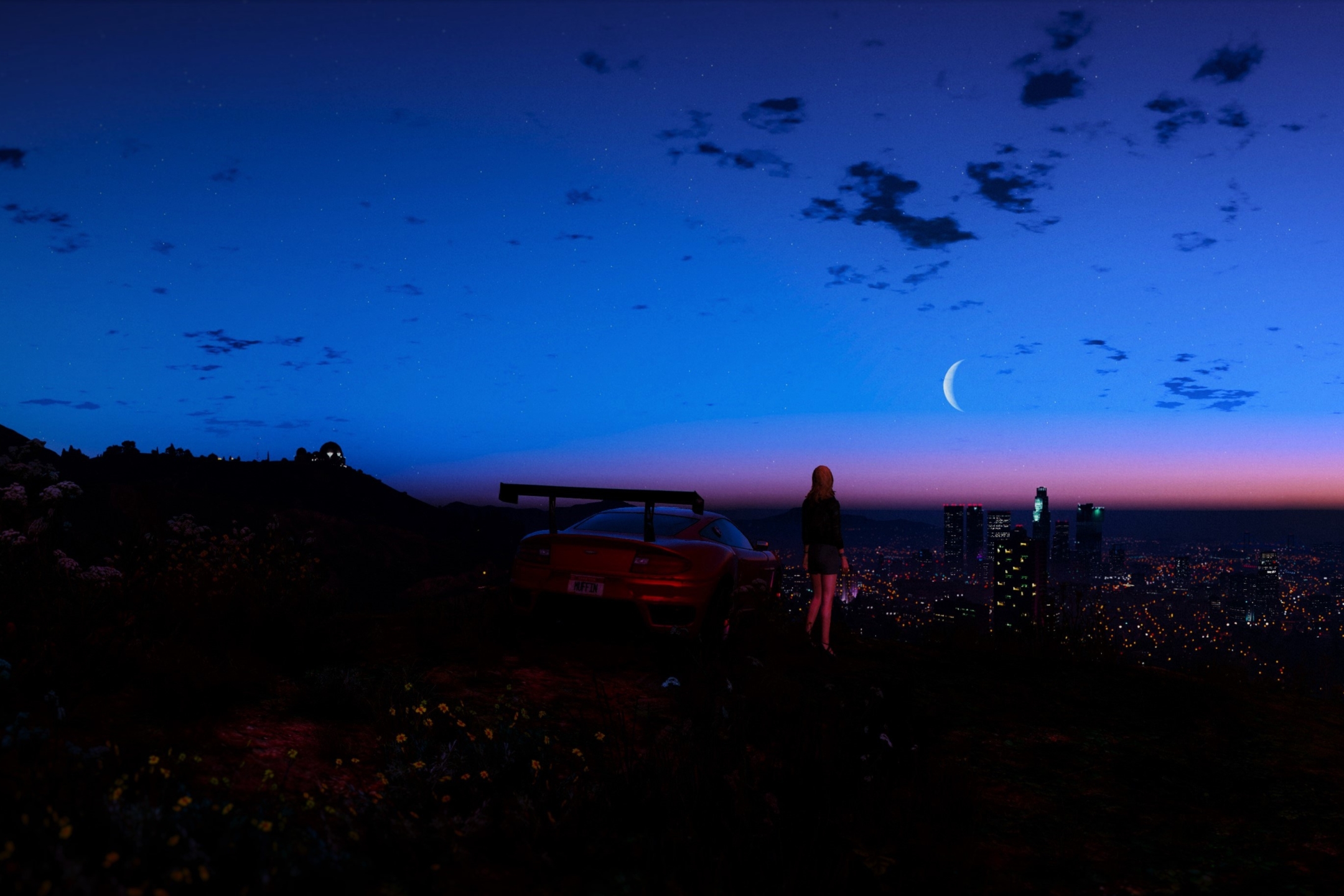 Download mobile wallpaper Sky, Moon, Purple, Video Game, Grand Theft Auto, Grand Theft Auto V for free.