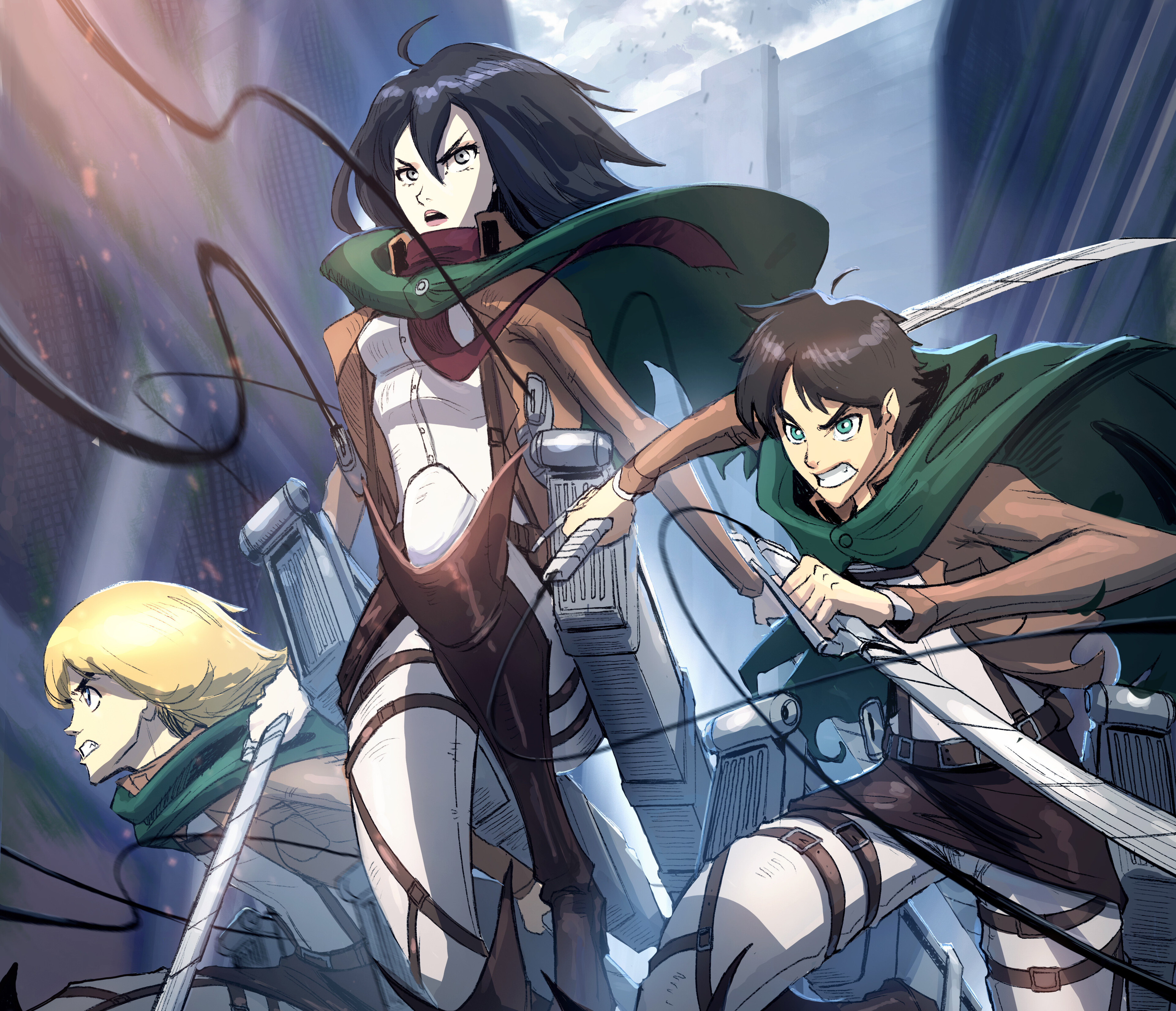 Free download wallpaper Anime, Armin Arlert, Eren Yeager, Mikasa Ackerman, Attack On Titan on your PC desktop