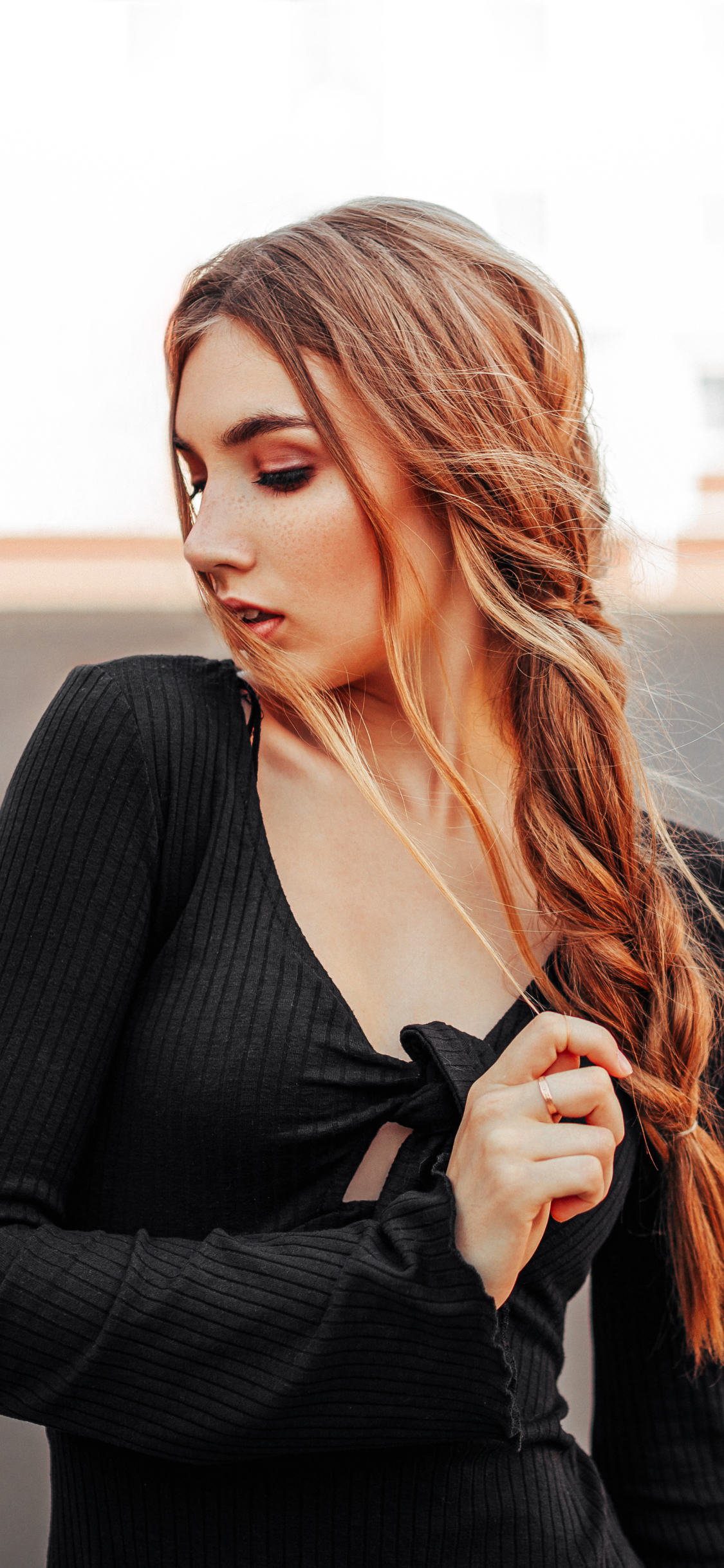 Download mobile wallpaper Redhead, Mood, Model, Women, Braid for free.