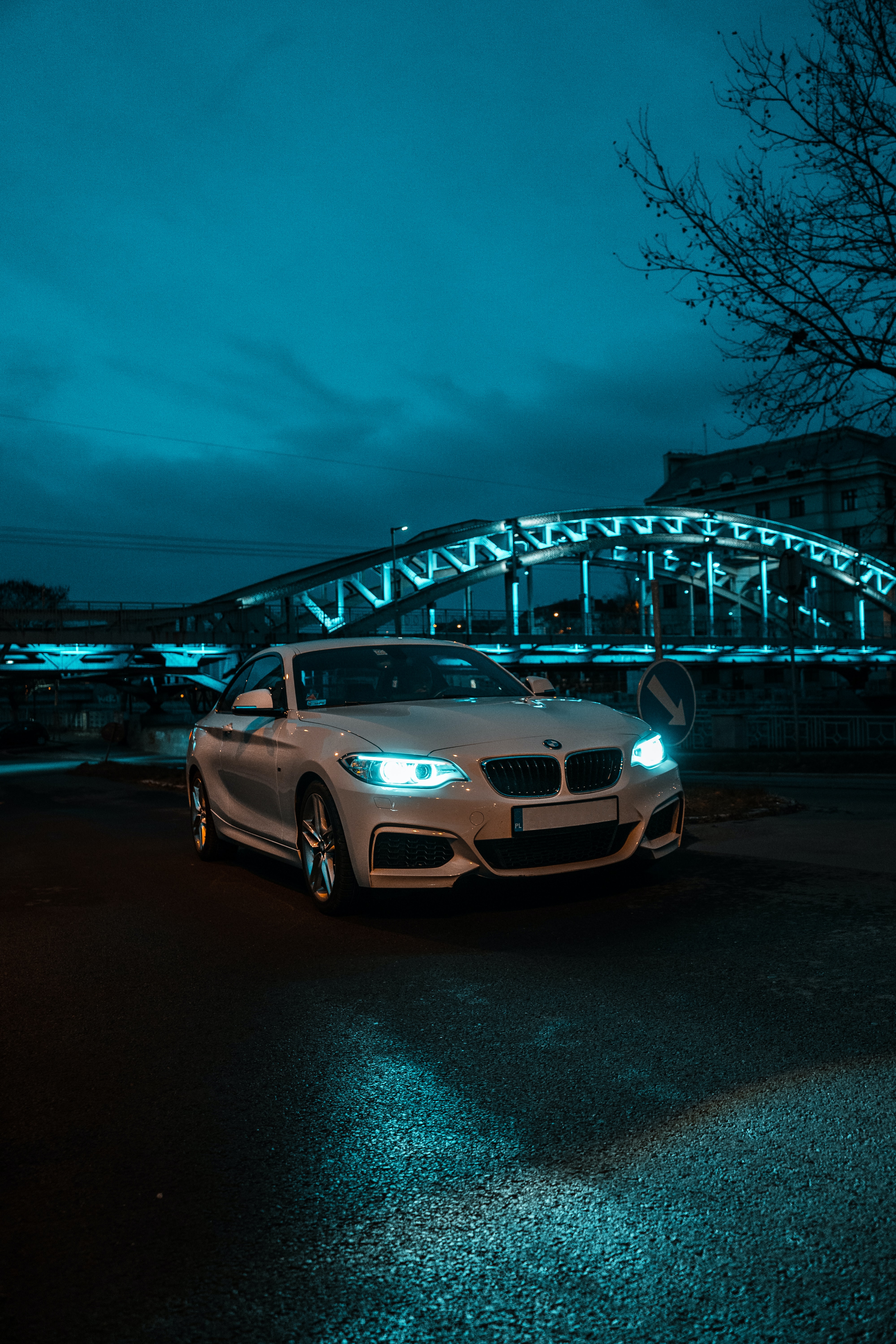 bmw, cars, headlights, front view, lights, white