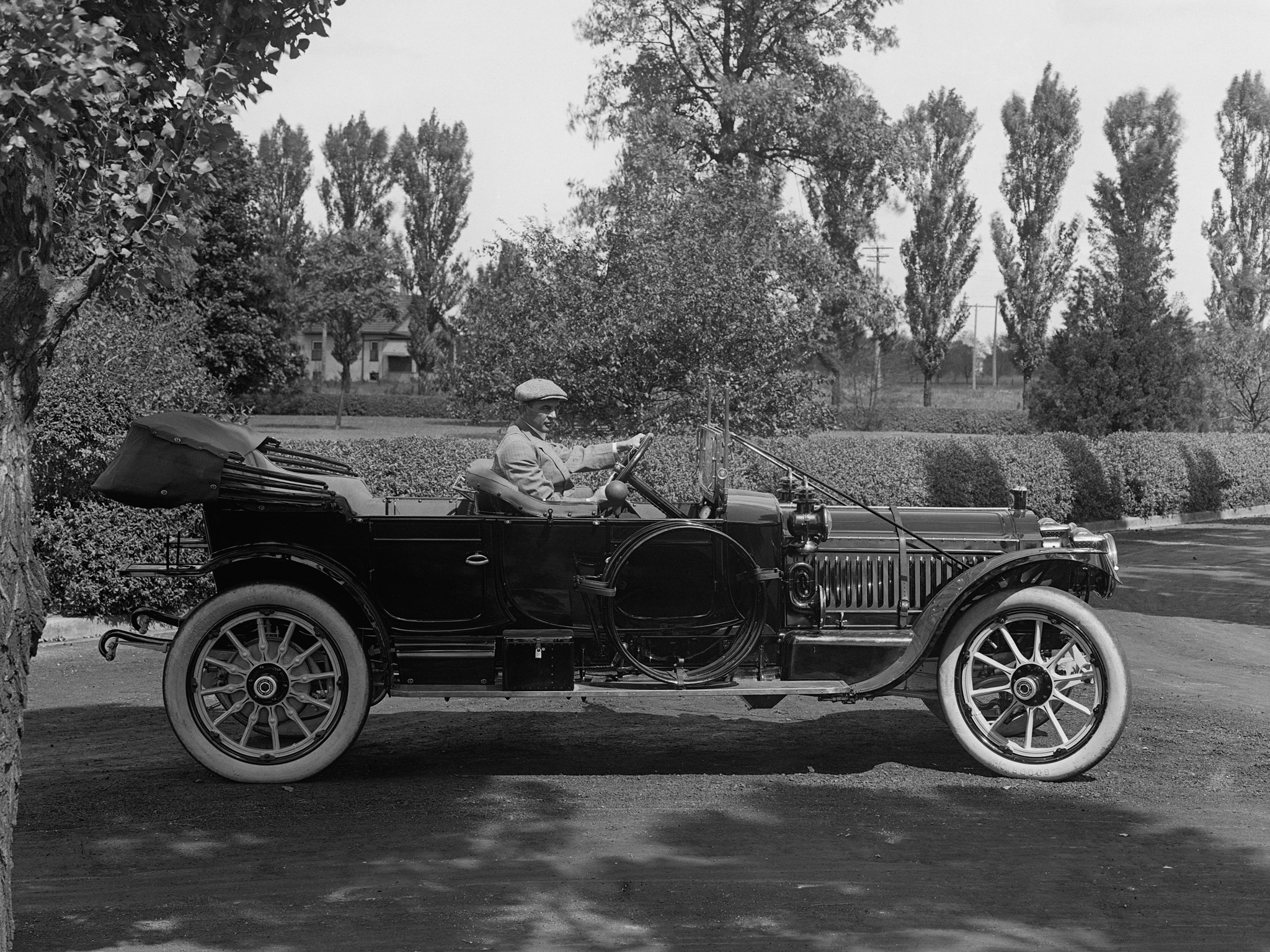 Free download wallpaper Vintage Car, Vehicles, Black & White, Packard, 1912 Packard Six Phaeton on your PC desktop