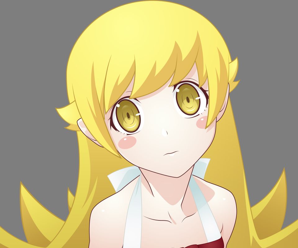 Téléchargez gratuitement l'image Blond, Les Yeux Jaunes, Animé, Rougir, Monogatari (Série), Bakemonogatari, Shinobu Oshino sur le bureau de votre PC