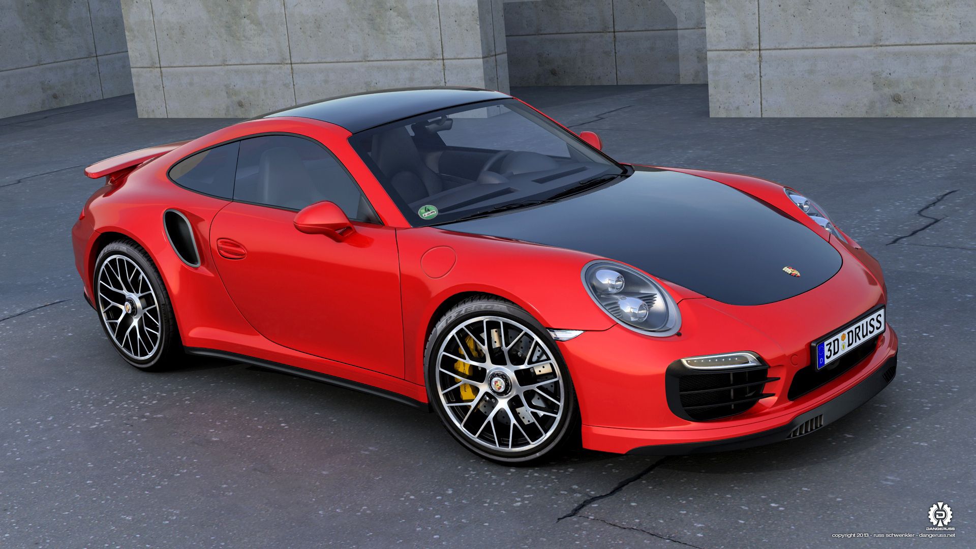 porsche, cars, red, side view, s, 911, turbo