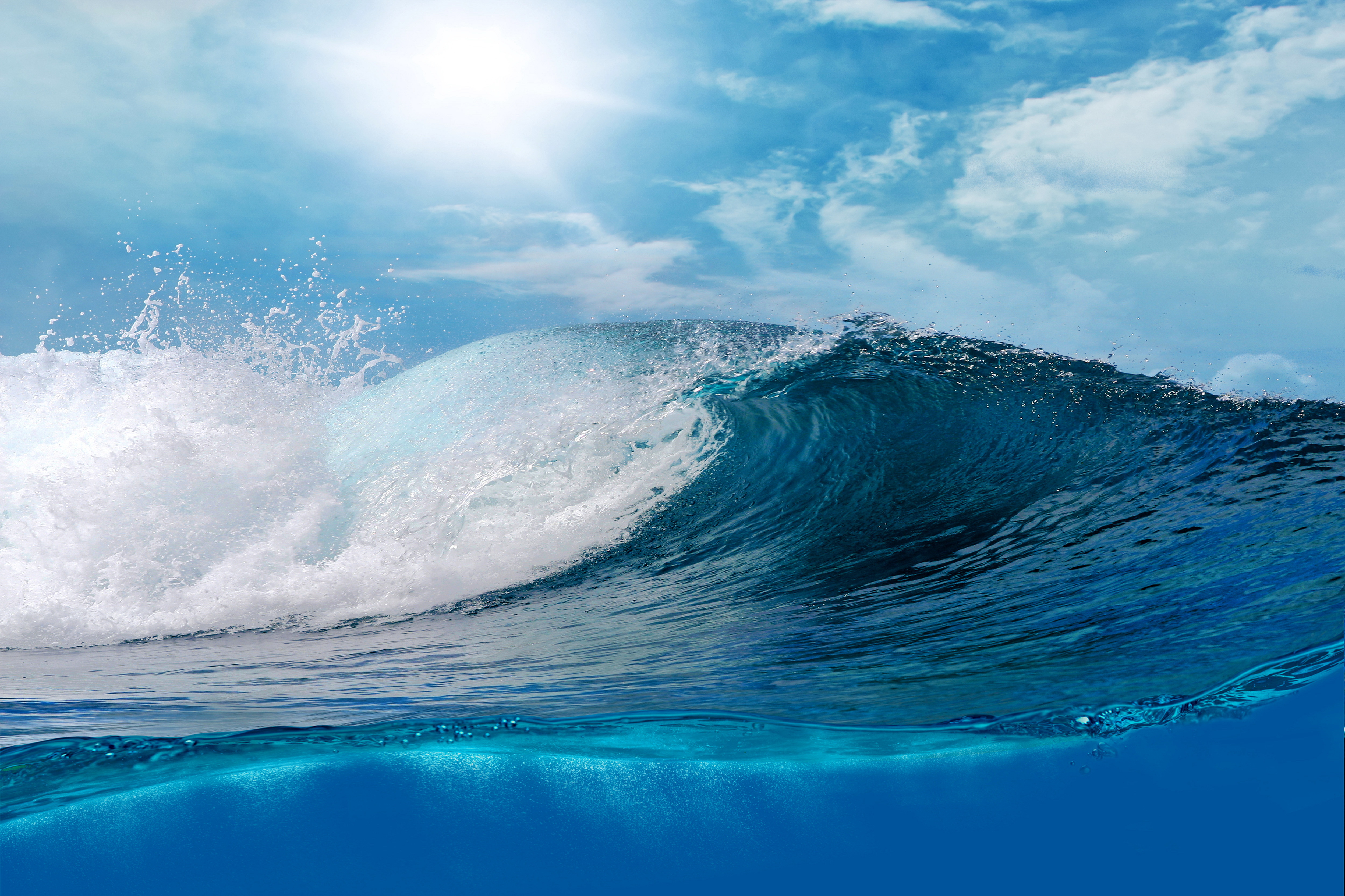 blue, wave, nature, earth, foam, ocean