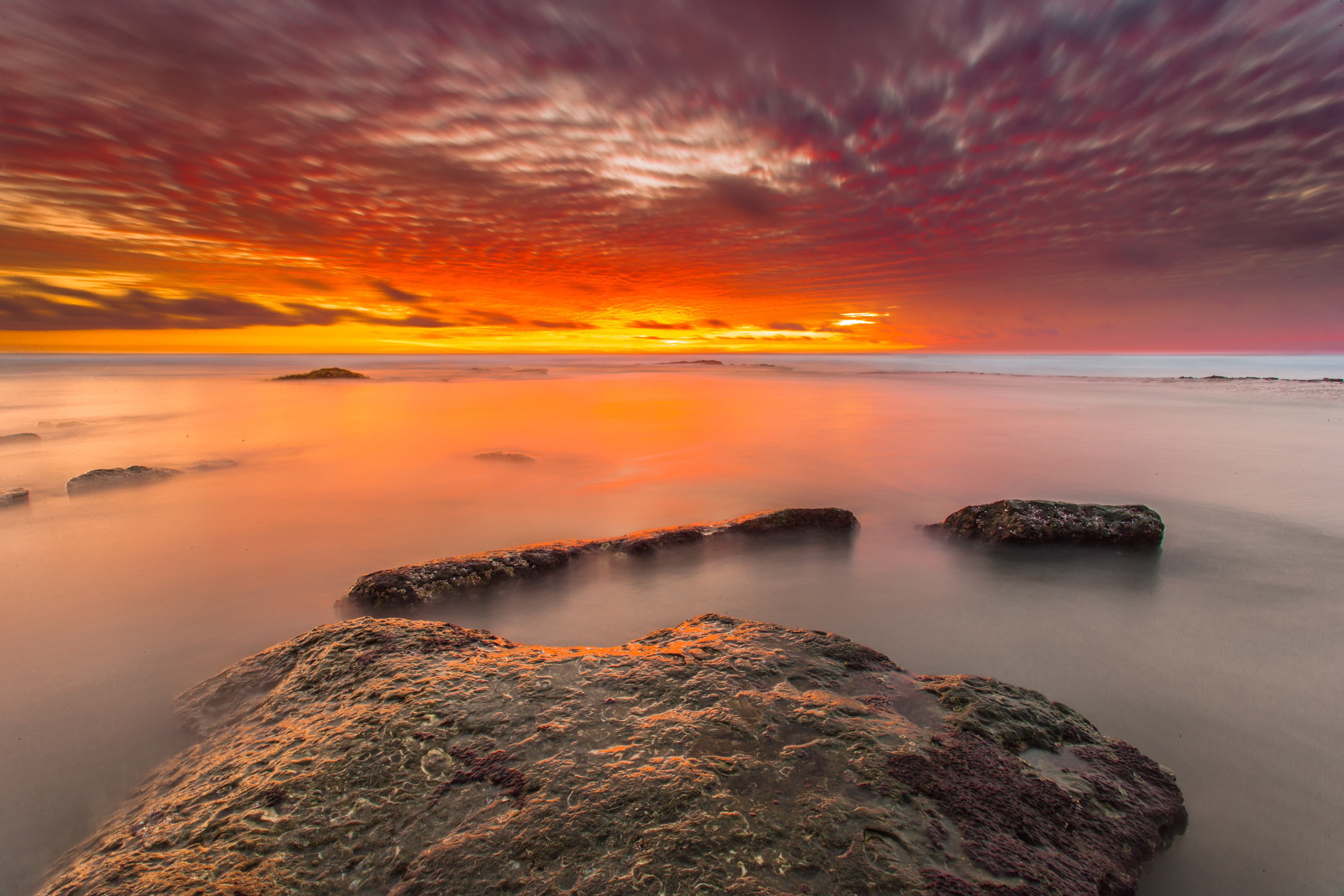 Laden Sie das Natur, Sunset, Stones, Horizont, Sky, Wasser-Bild kostenlos auf Ihren PC-Desktop herunter
