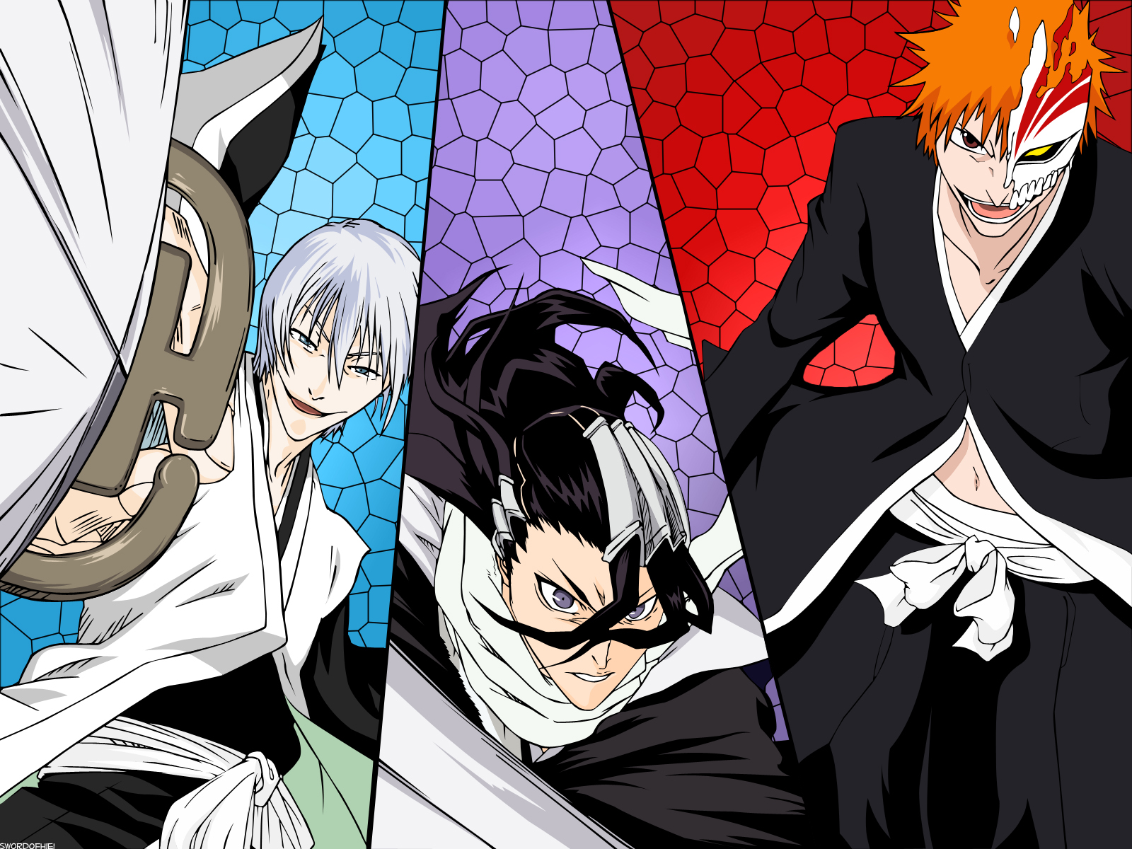 Download mobile wallpaper Gin Ichimaru, Byakuya Kuchiki, Bleach, Ichigo Kurosaki, Anime for free.