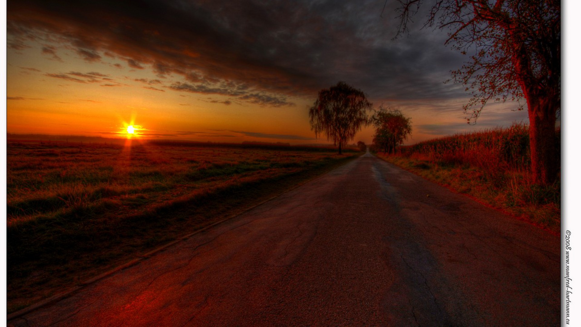 Free download wallpaper Sunset, Road, Fall, Earth on your PC desktop