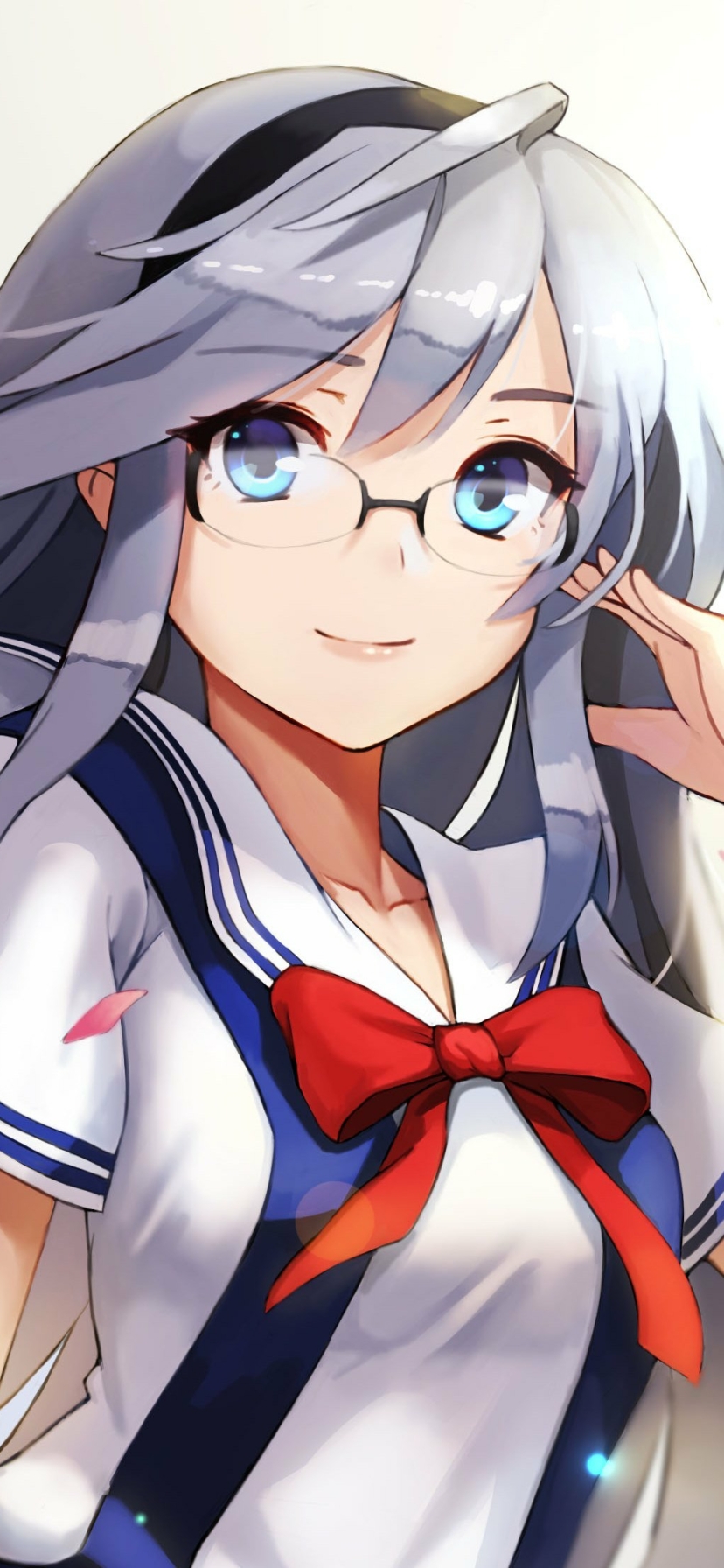 Handy-Wallpaper Brille, Blaue Augen, Lila Haare, Schuluniform, Animes, Clannad, Lange Haare, Tomoyo Sakagami kostenlos herunterladen.