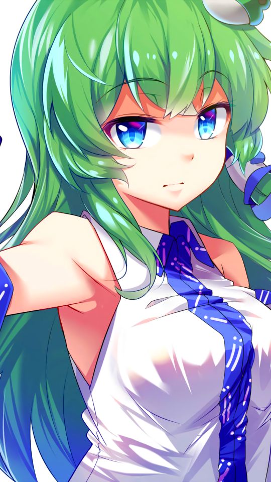 Handy-Wallpaper Grüne Haare, Blaue Augen, Animes, Tuhu, Sanae Kochiya kostenlos herunterladen.