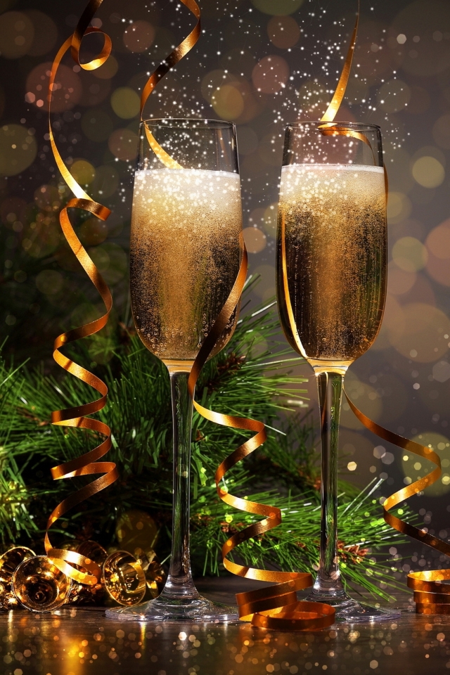 Скачать картинку Новый Год, Боке, Шампанское, Праздничные в телефон бесплатно.
