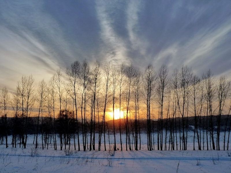 Handy-Wallpaper Winter, Landschaft, Sunset kostenlos herunterladen.