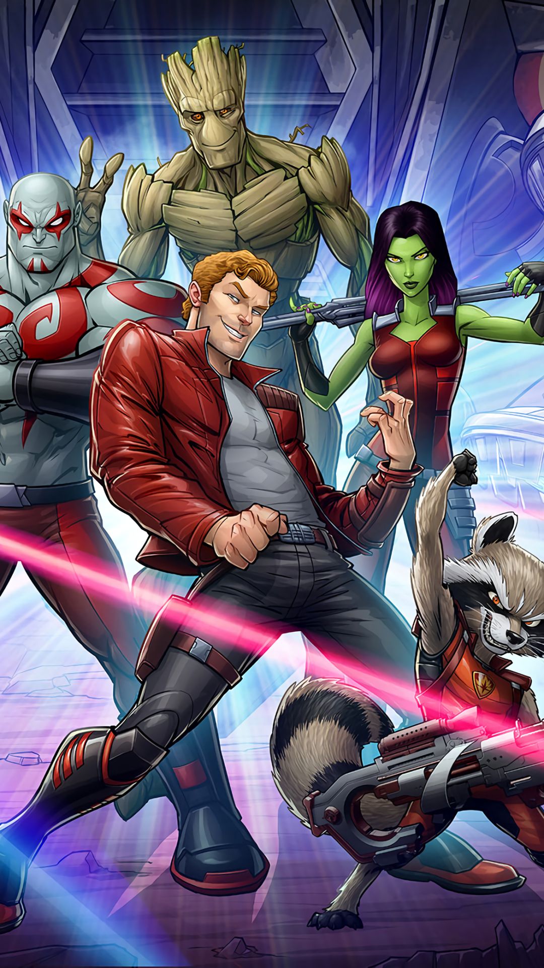 Download mobile wallpaper Movie, Guardians Of The Galaxy, Rocket Raccoon, Star Lord, Drax The Destroyer, Gamora, Groot, Peter Quill for free.