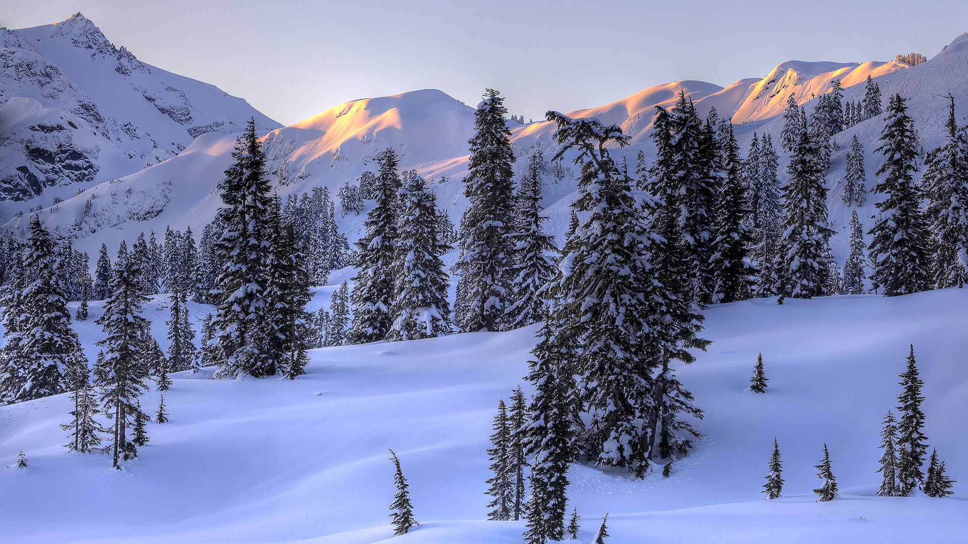 Скачать обои бесплатно Снег, Природа, Деревья, Горы, Зима картинка на рабочий стол ПК