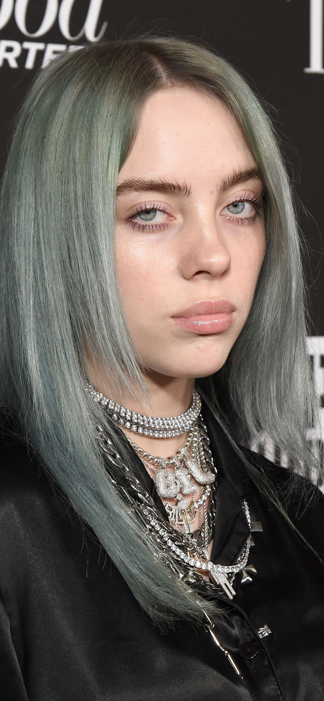 Download mobile wallpaper Music, Singer, Blue Eyes, American, Necklace, Billie Eilish for free.