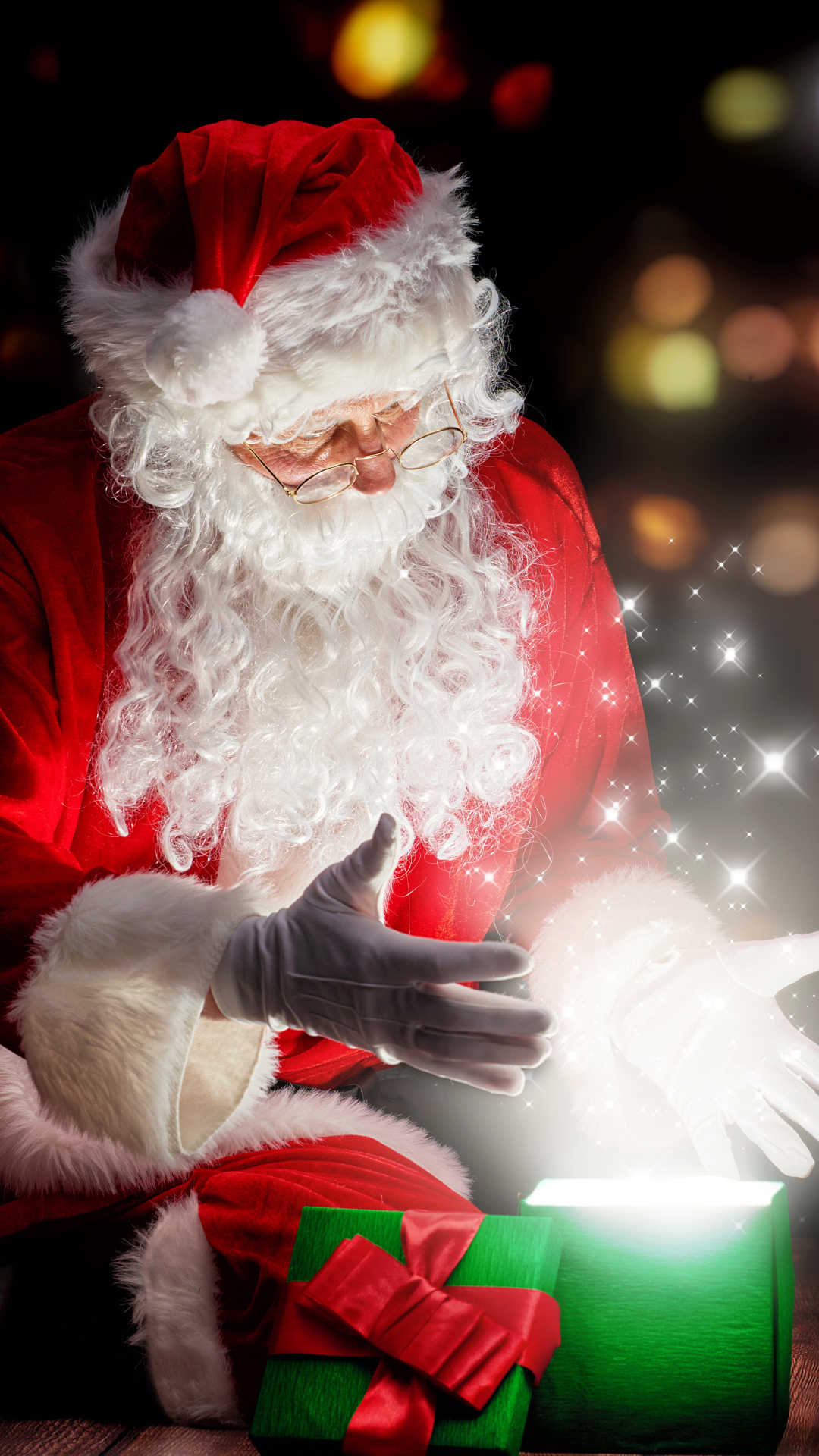 Download mobile wallpaper Magic, Christmas, Holiday, Gift, Santa, Santa Hat for free.