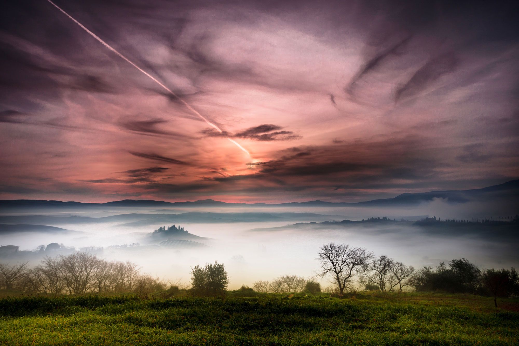 Laden Sie das Nebel, Fotografie, Toskana-Bild kostenlos auf Ihren PC-Desktop herunter