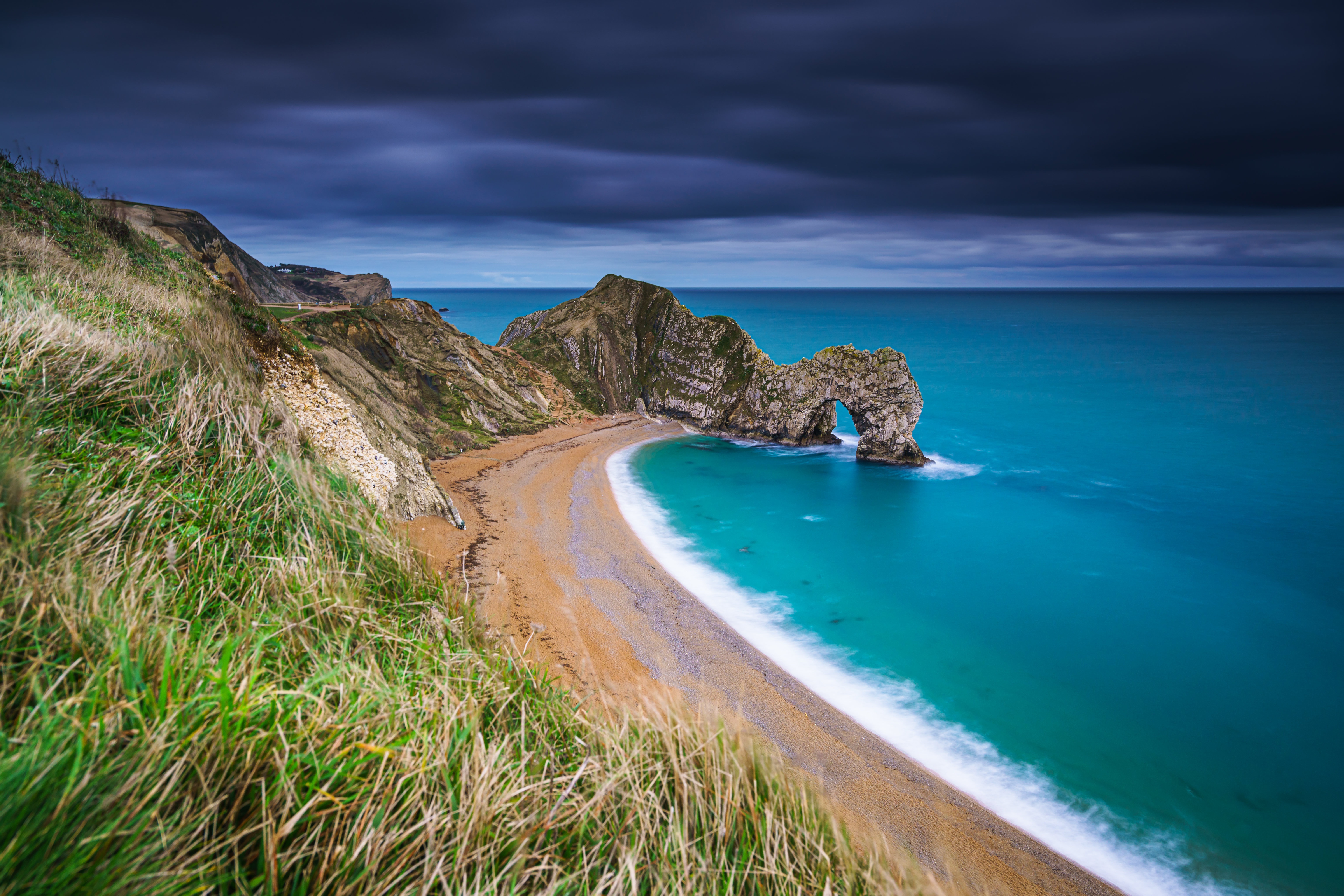 Download mobile wallpaper Nature, Beach, Horizon, Coast, Earth, Arch, England, Durdle Door for free.