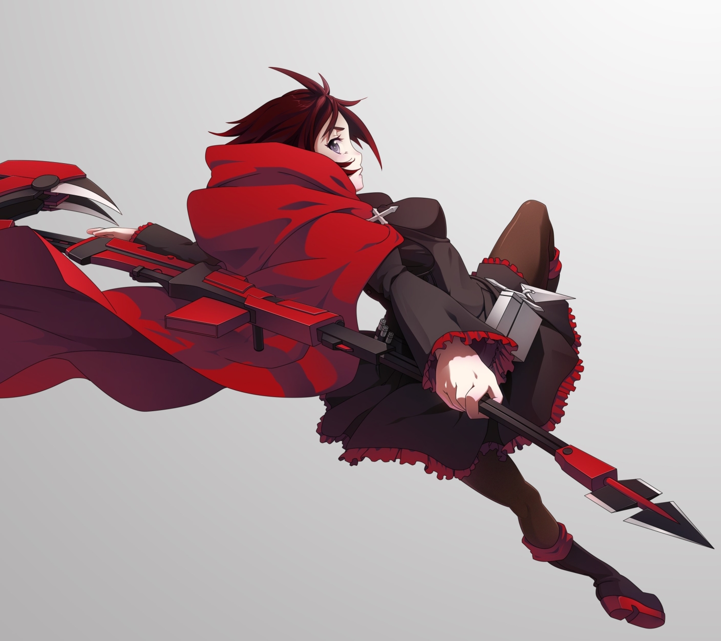 Download mobile wallpaper Anime, Weapon, Boots, Cape, Dress, Scythe, Rwby, Ruby Rose (Rwby) for free.