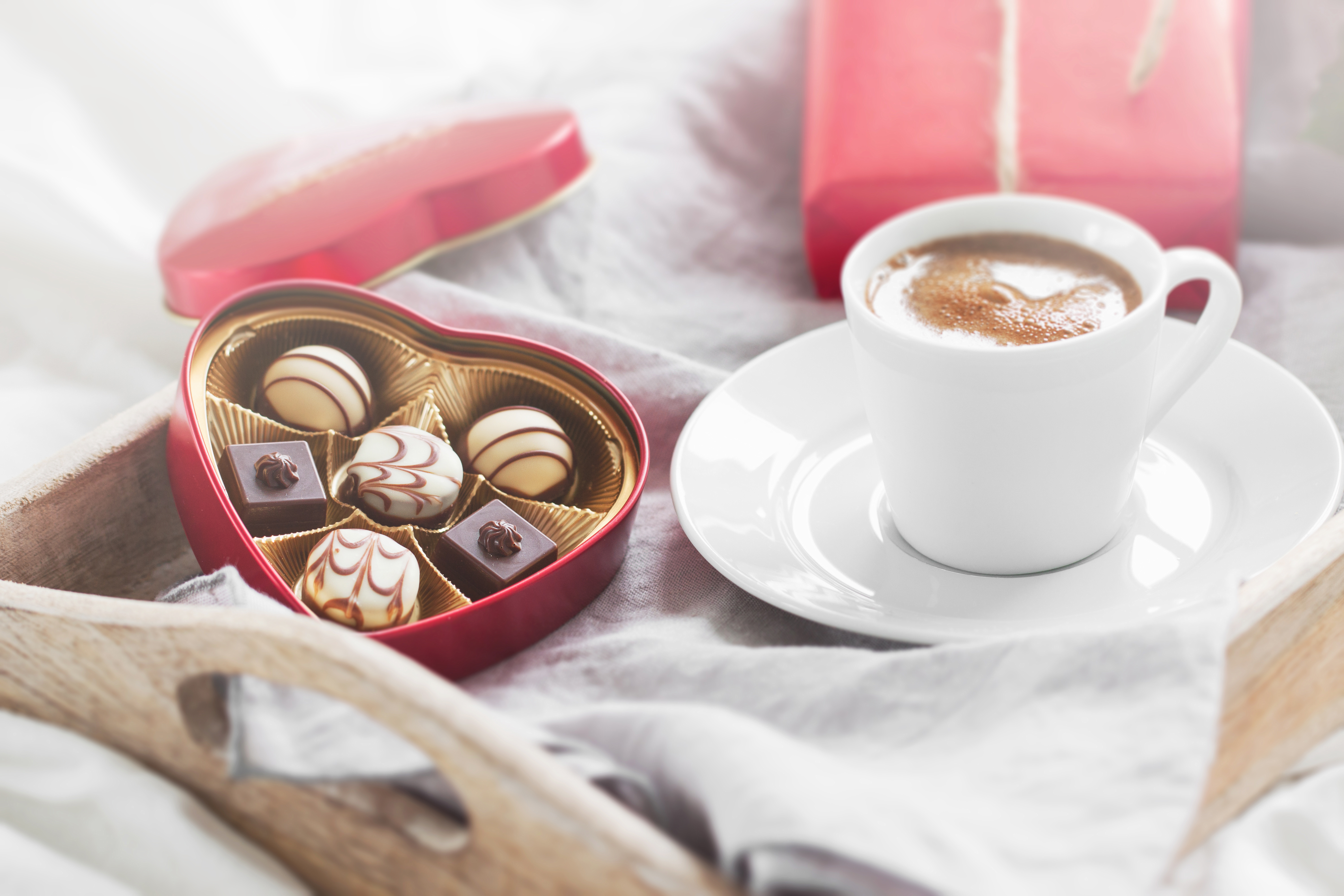 Download mobile wallpaper Valentine's Day, Chocolate, Coffee, Cup, Holiday, Heart Shaped for free.