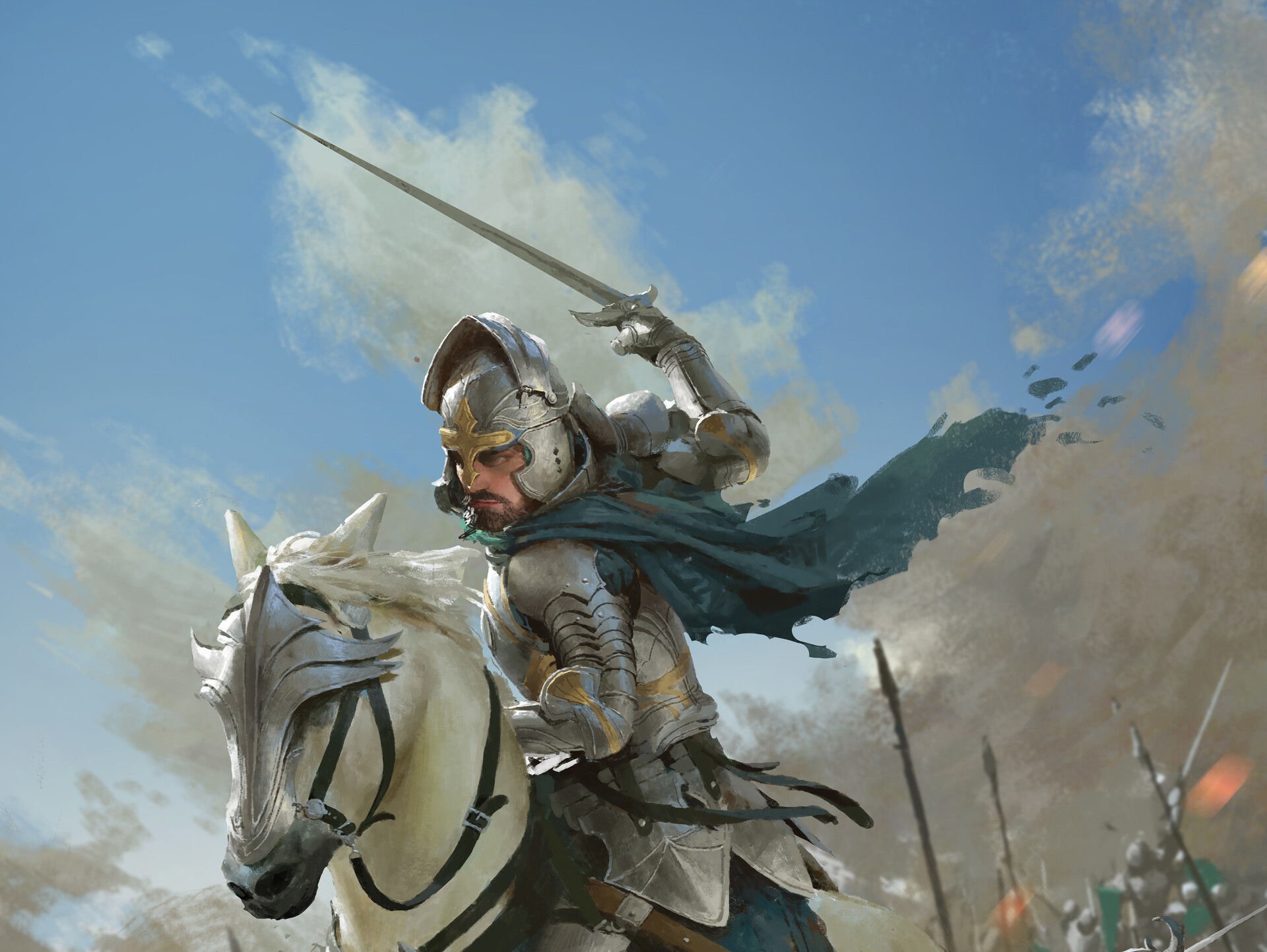PCデスクトップにファンタジー, 馬, 戦士, 騎士, 鎧, 剣画像を無料でダウンロード
