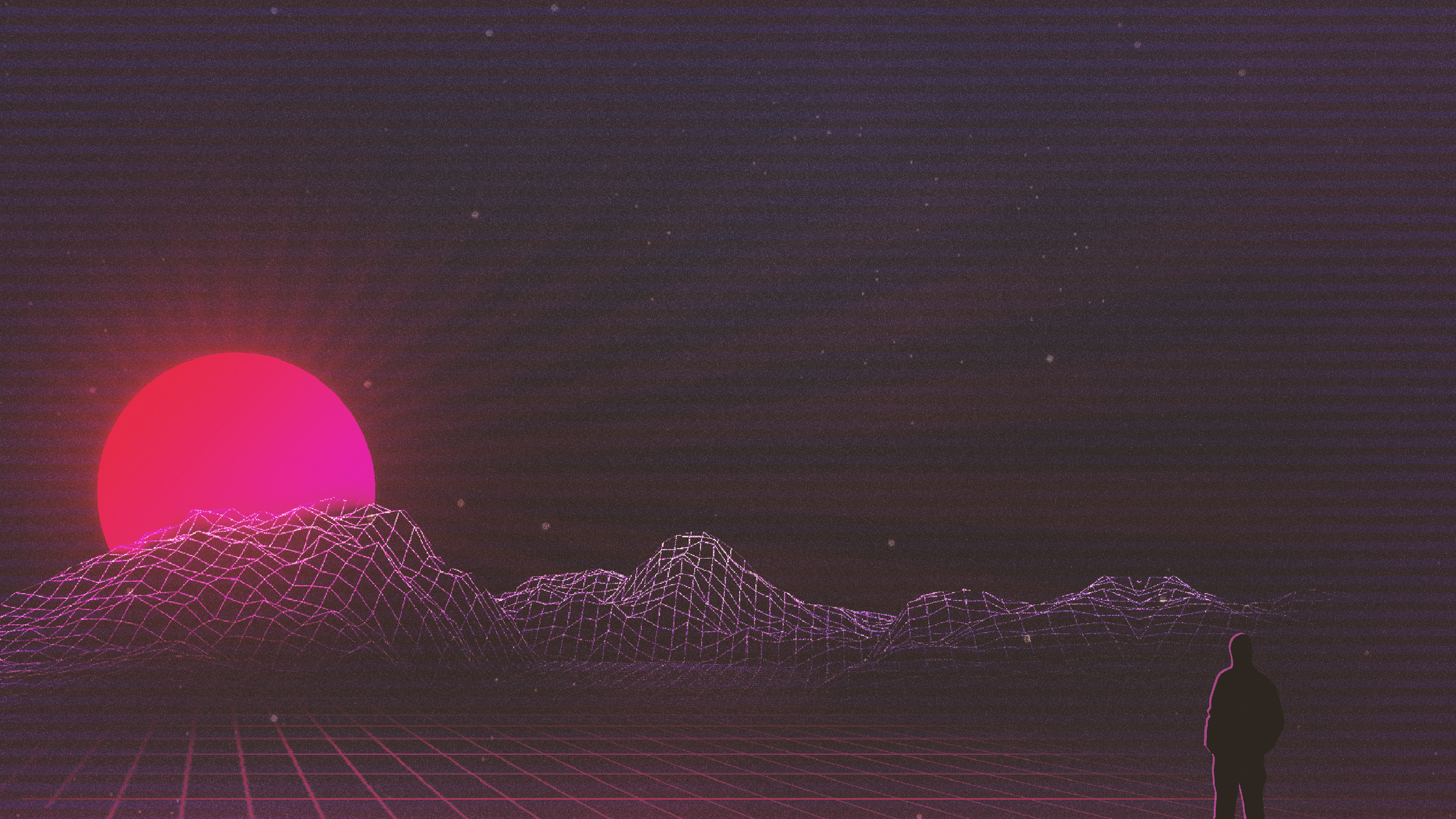Download mobile wallpaper Sunset, Artistic, Retro Wave for free.