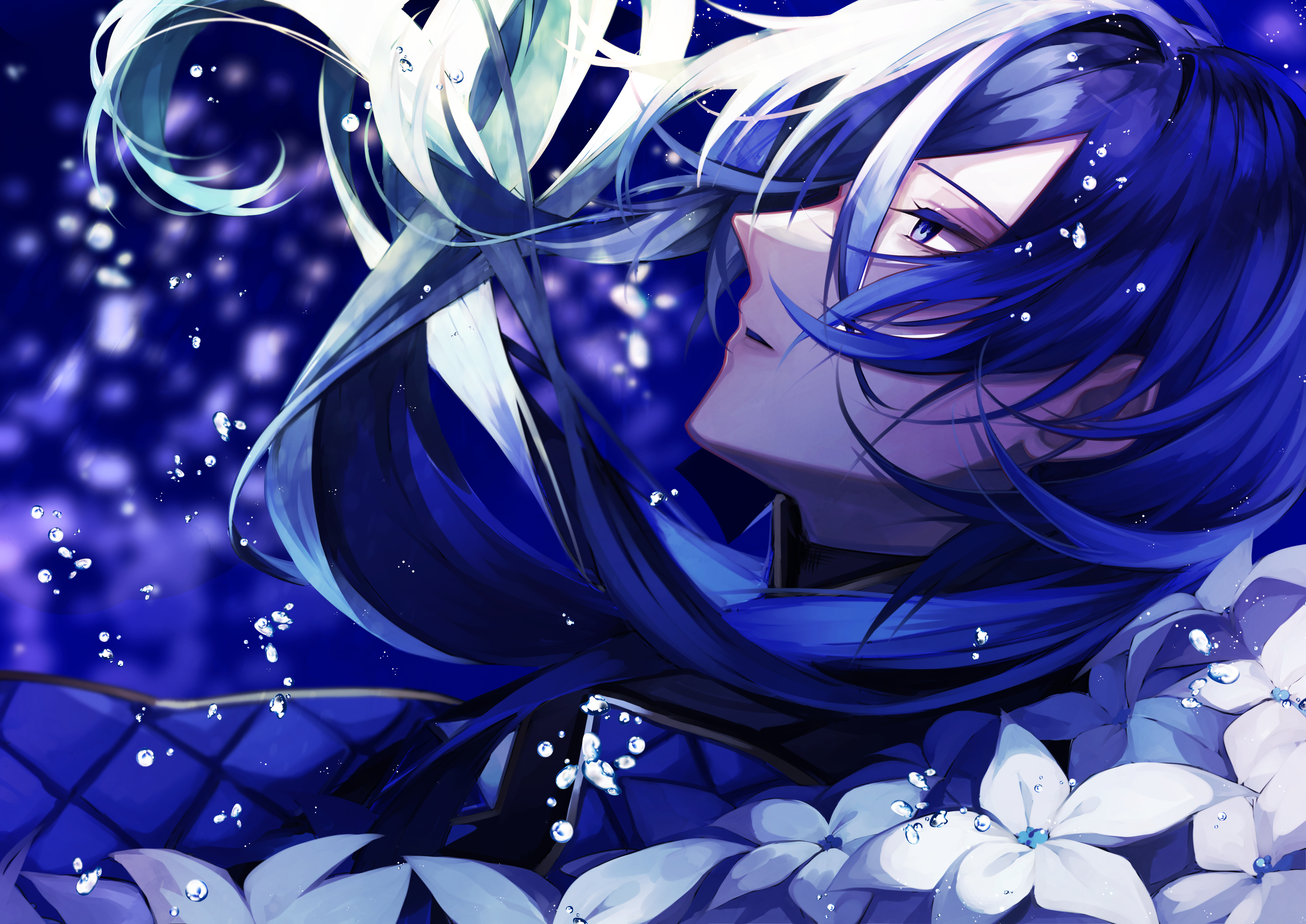Download mobile wallpaper Anime, Boy, Blue Hair for free.