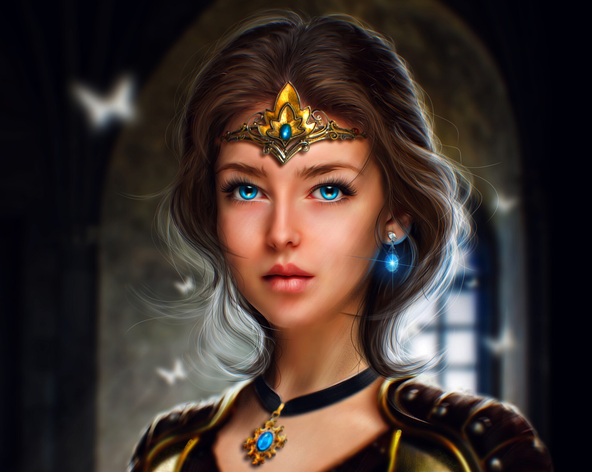 Free download wallpaper Fantasy, Women, Blue Eyes on your PC desktop