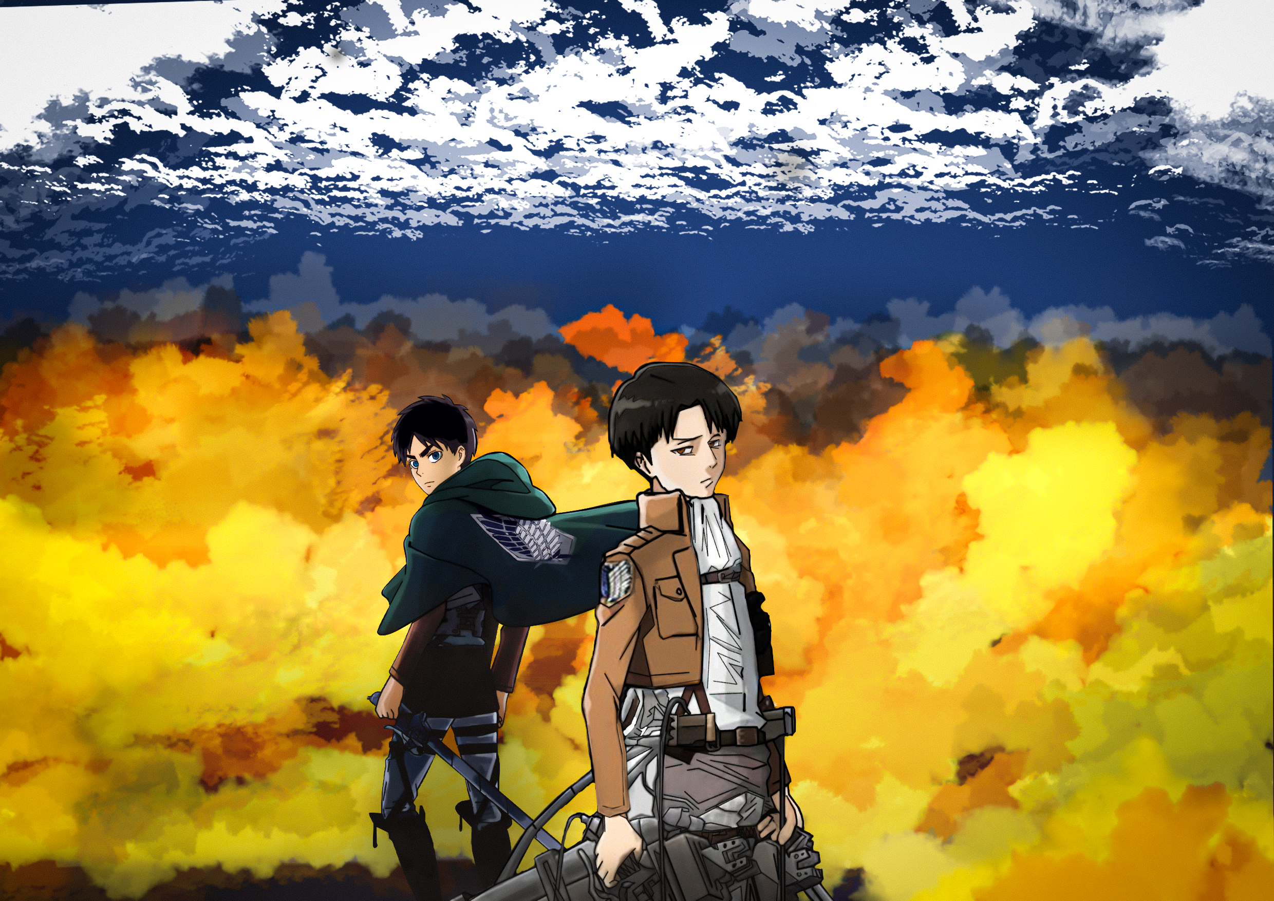Download mobile wallpaper Anime, Eren Yeager, Attack On Titan, Levi Ackerman for free.