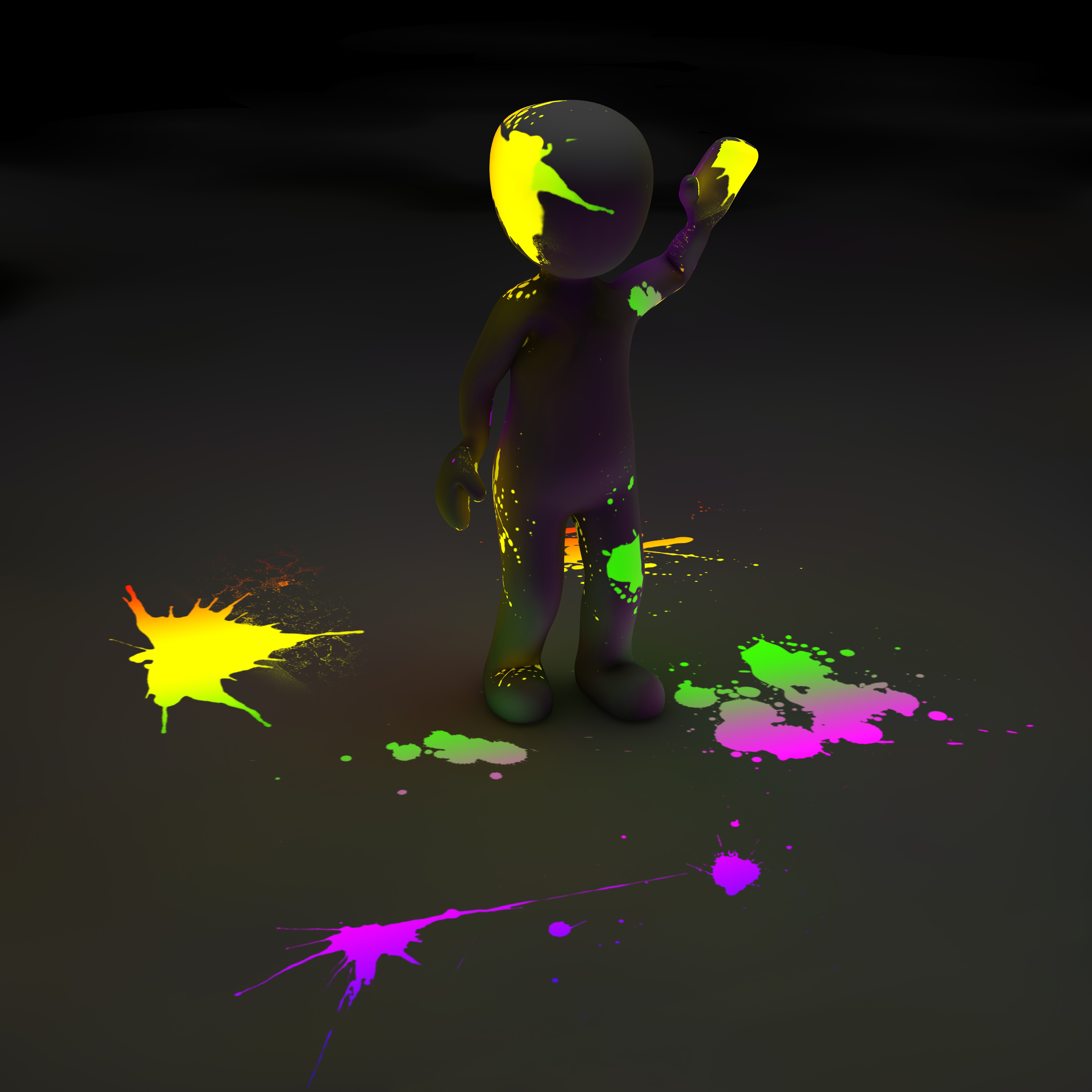 3d, neon, person, fluorescence, human, clipart, stains, paint, spots, luminescence