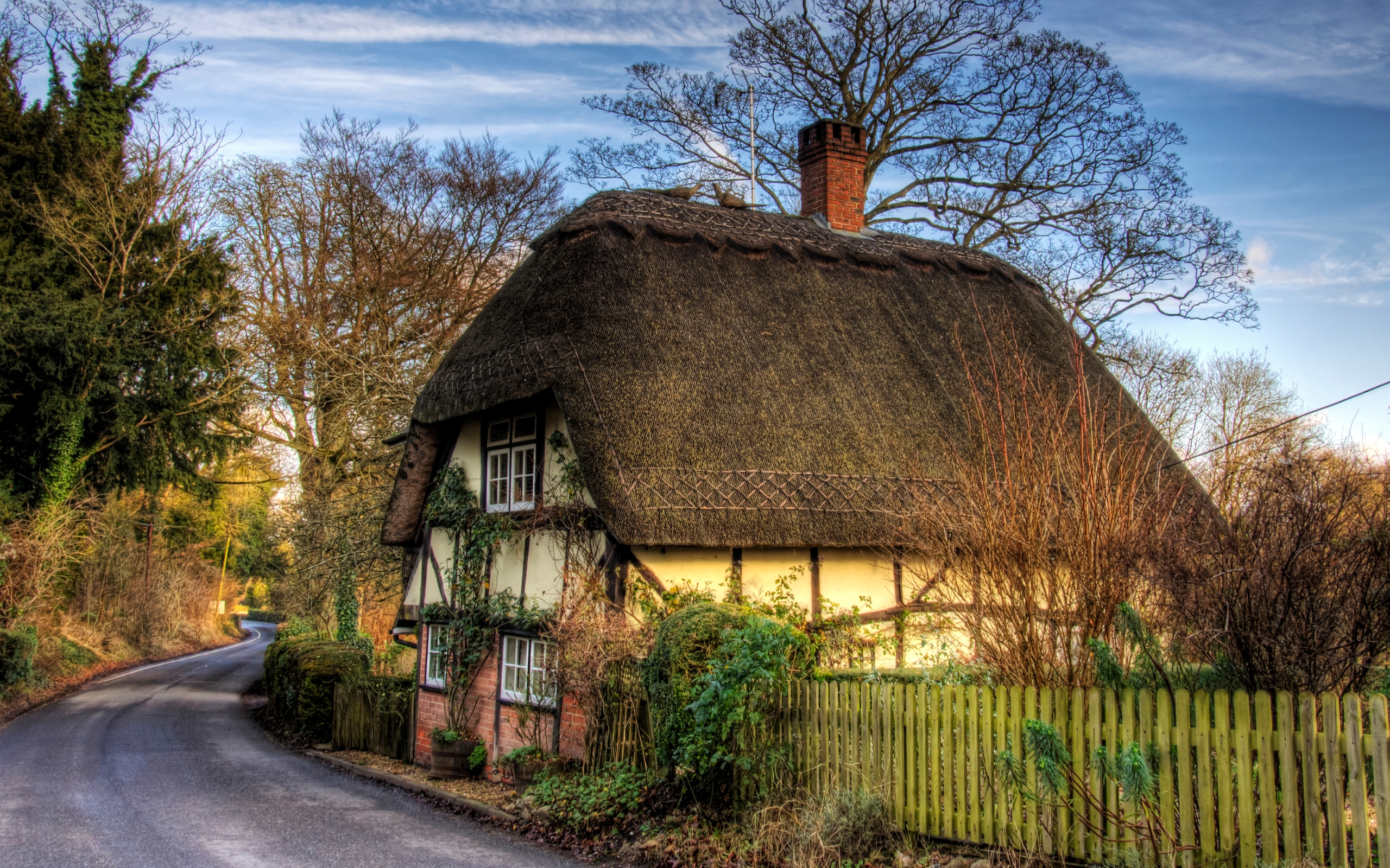Free download wallpaper Road, House, Hdr, Cottage, Man Made on your PC desktop