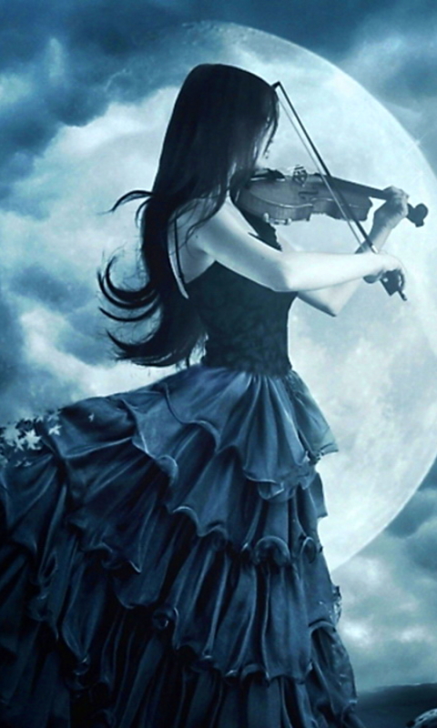 Download mobile wallpaper Music, Gothic, Moon, Dark, Violin for free.
