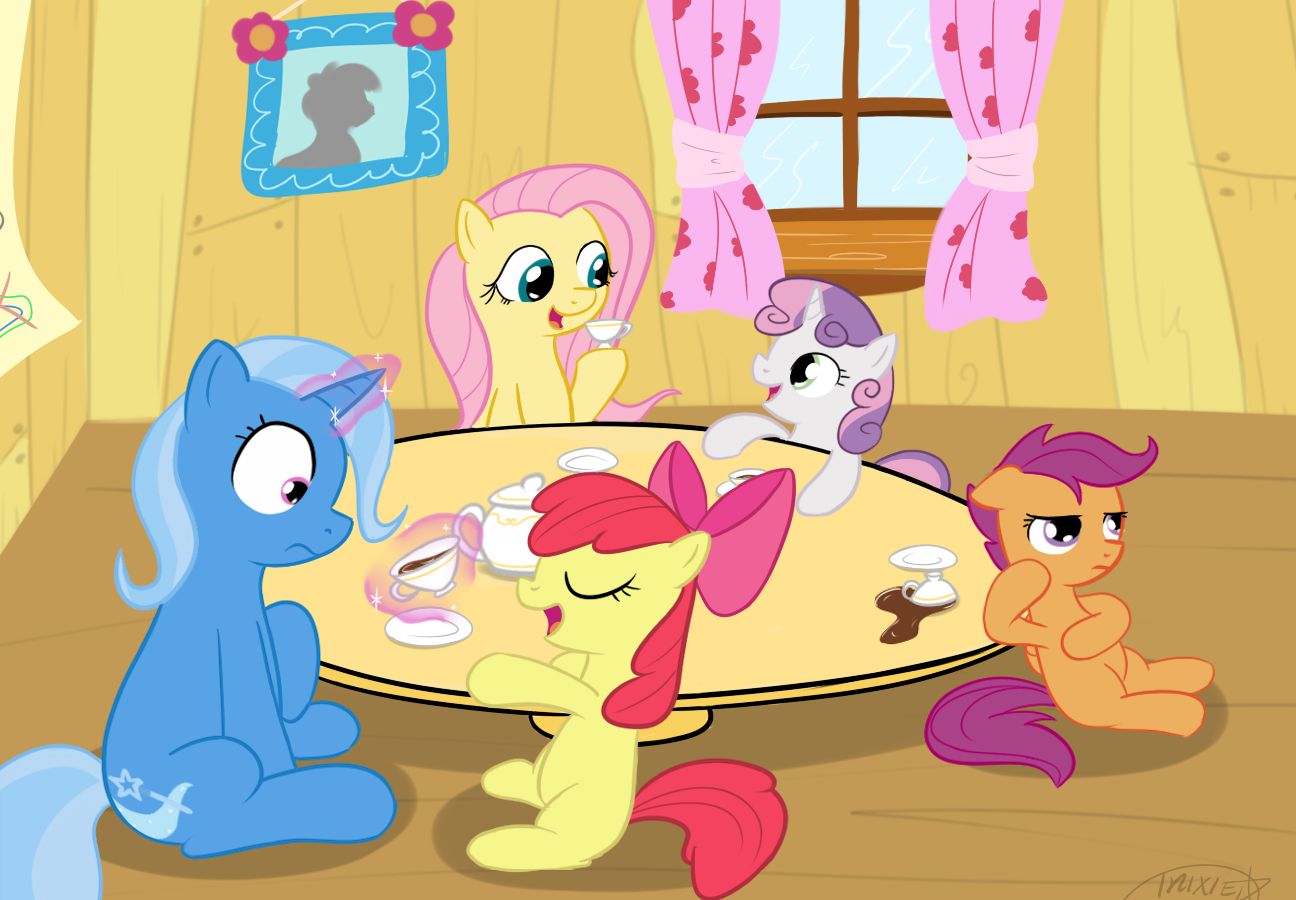 tv show, my little pony: friendship is magic, apple bloom, fluttershy (my little pony), scootaloo (my little pony), sweetie belle, trixie (my little pony), my little pony