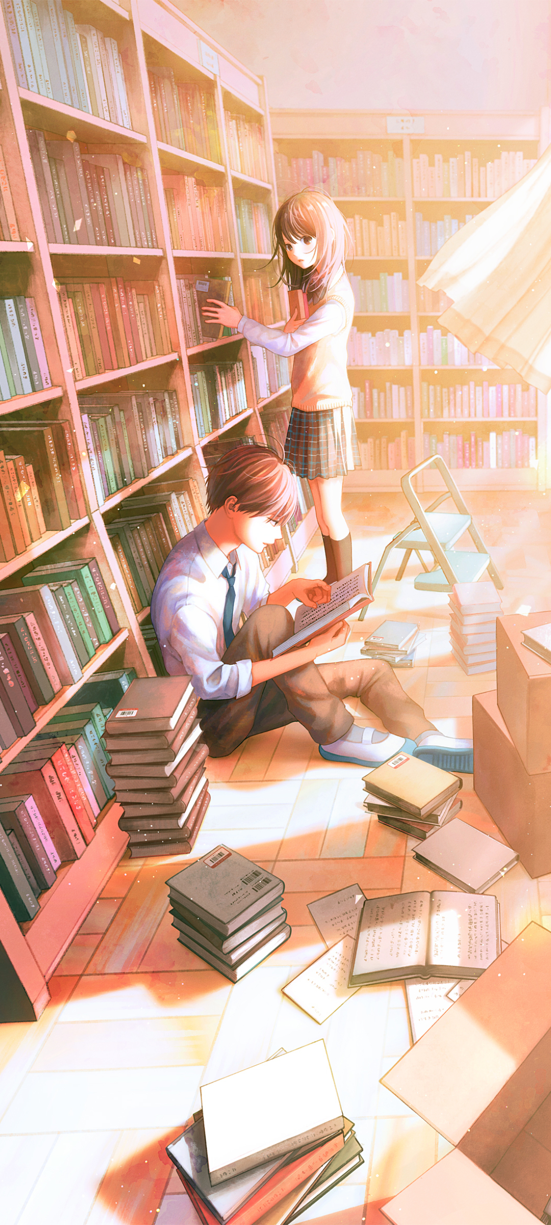 Скачать картинку Аниме, Библиотека в телефон бесплатно.