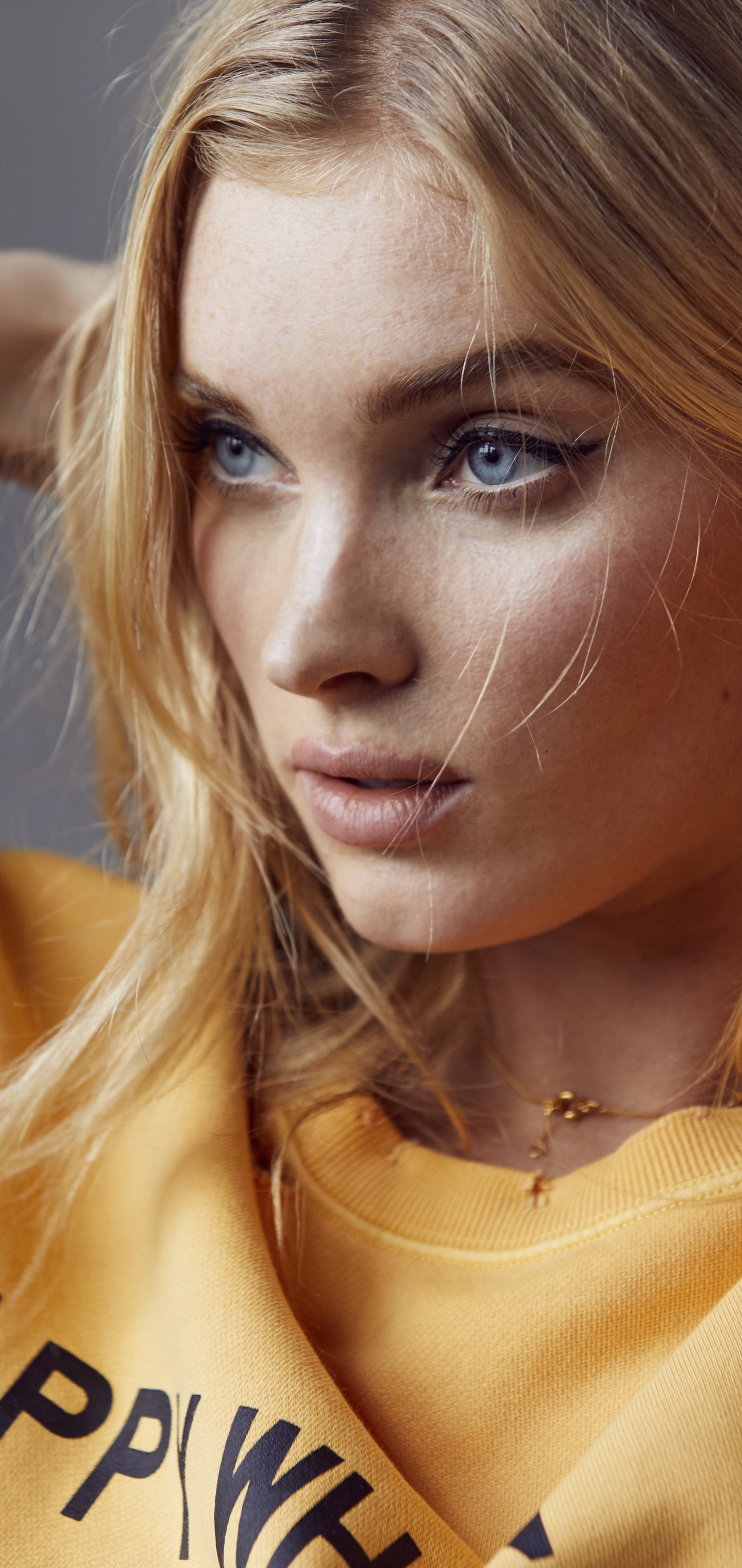 Download mobile wallpaper Blonde, Face, Model, Women, Blue Eyes, Elsa Hosk, Swedish for free.