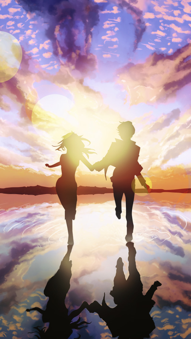 Handy-Wallpaper Paar, Sonnenuntergang, Kimi Ni Todoke, Animes kostenlos herunterladen.