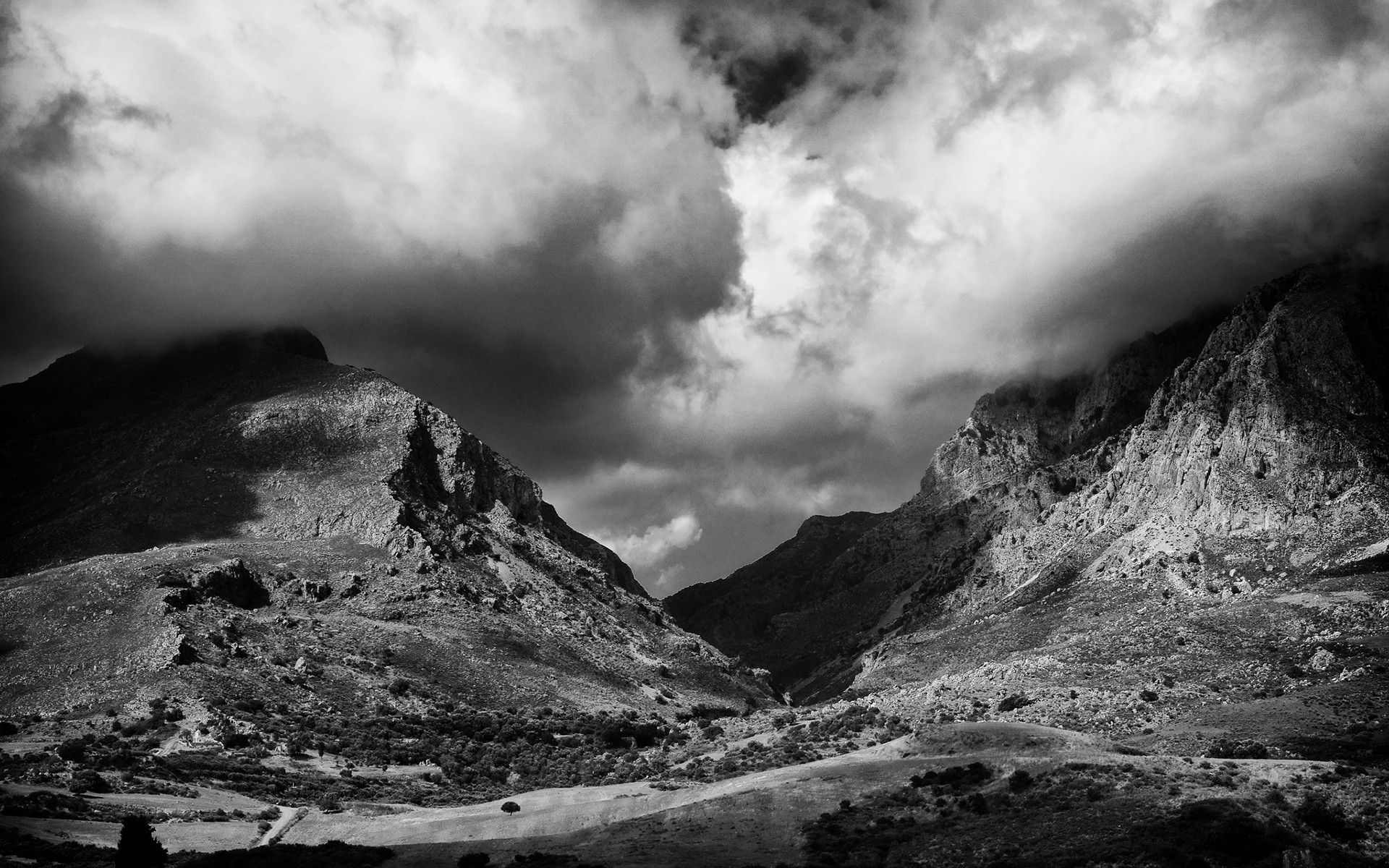 clouds, chb, nature, sky, mountains, bw, handsomely, it's beautiful