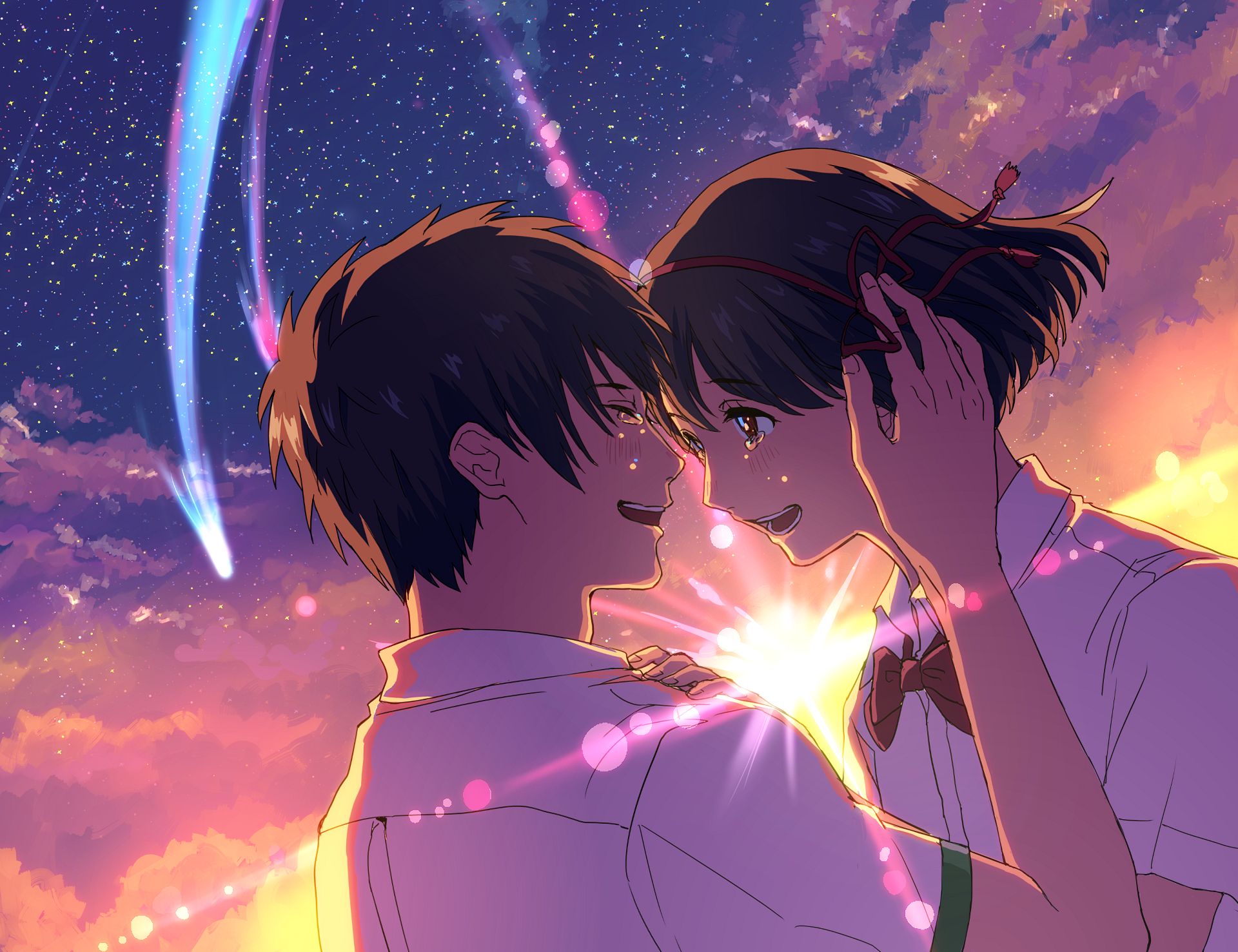 Laden Sie das Animes, Your Name Gestern Heute Und Für Immer, Kimi No Na Wa, Mitsuha Miyamizu, Taki Tachibana-Bild kostenlos auf Ihren PC-Desktop herunter