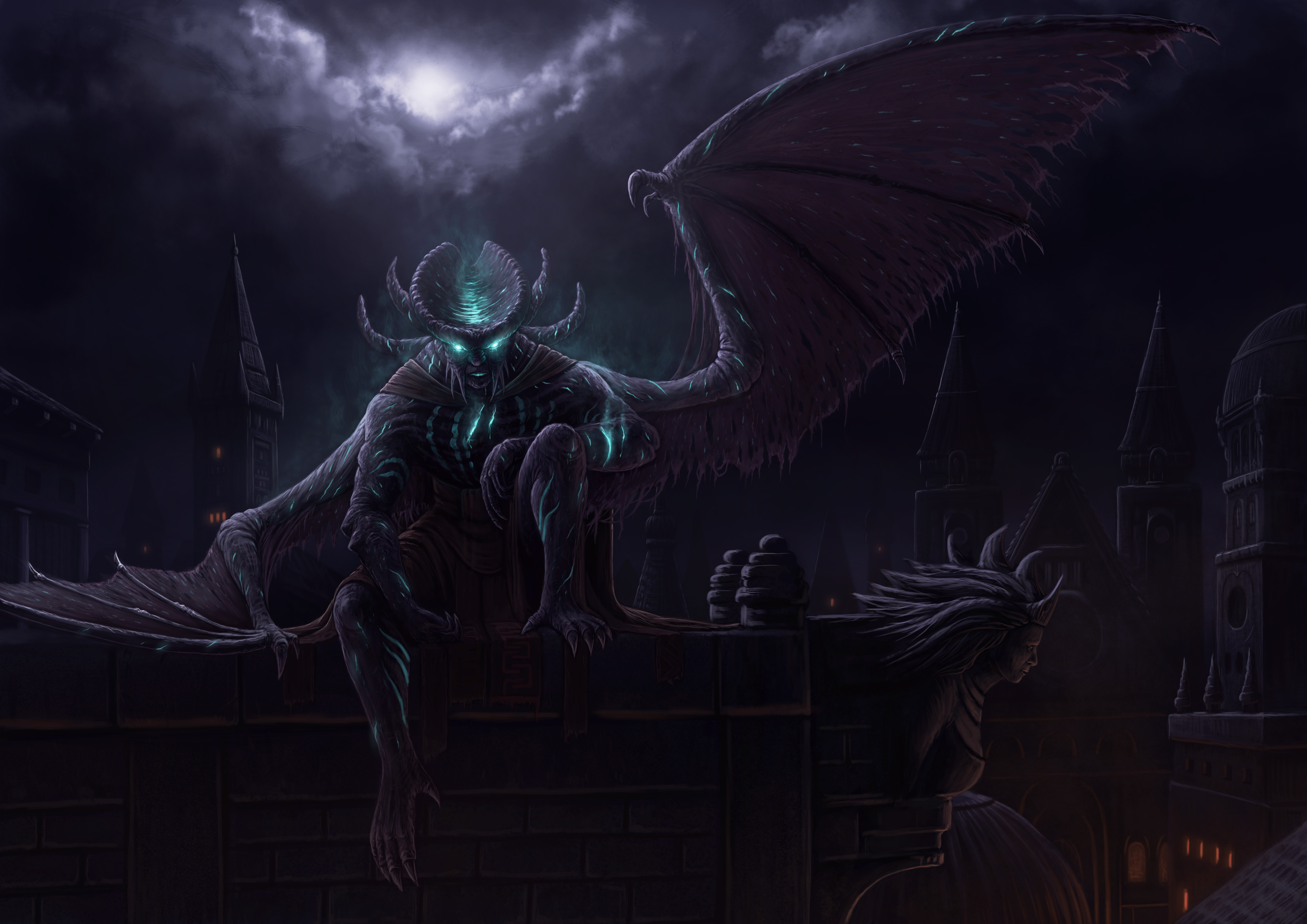 Download mobile wallpaper Fantasy, Dark, Wings, Demon for free.