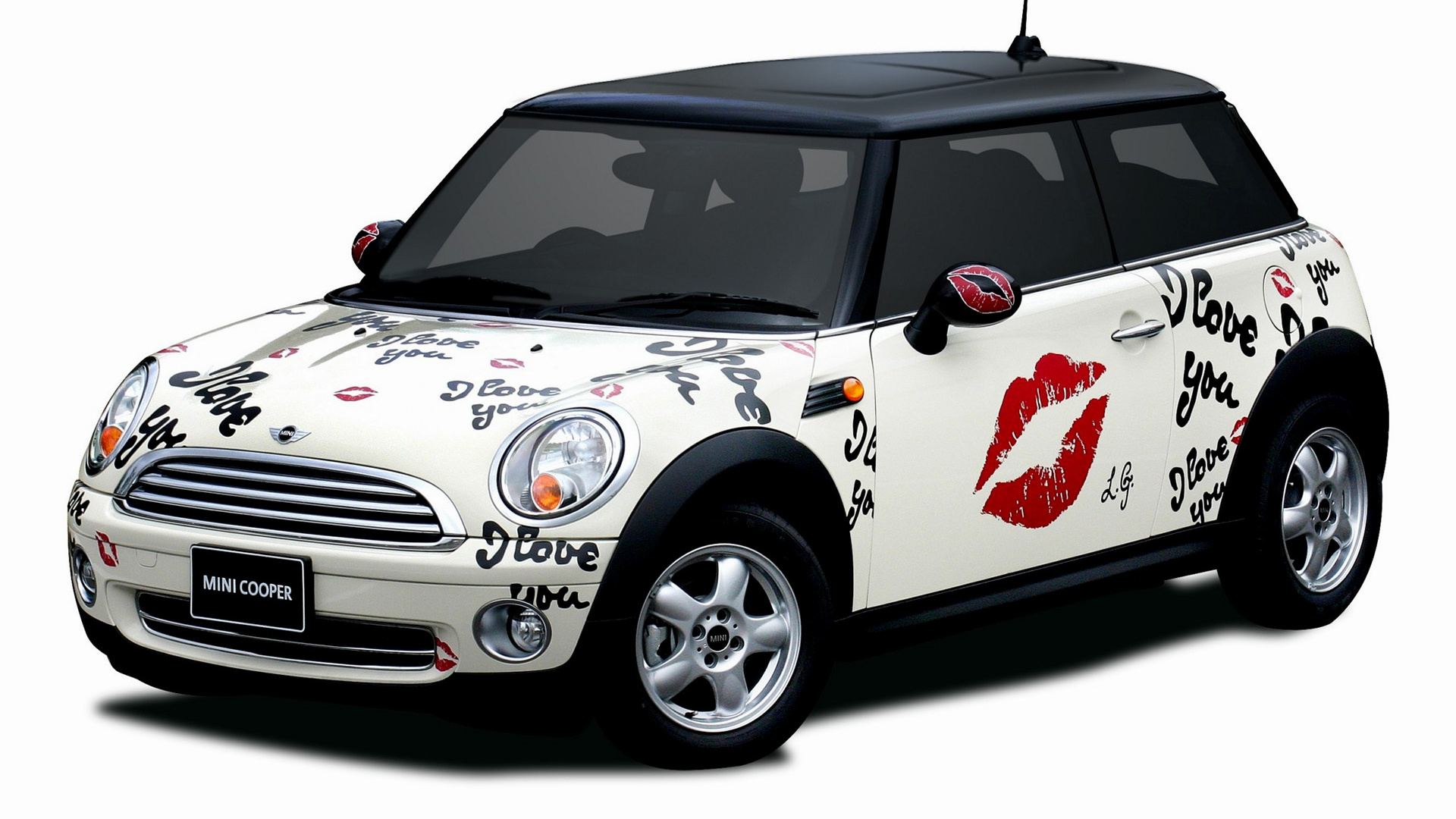 Laden Sie das Mini Cooper, Autos, Mini, Fahrzeuge, Weißes Auto, Mini Cooper Lulu Guinness-Bild kostenlos auf Ihren PC-Desktop herunter