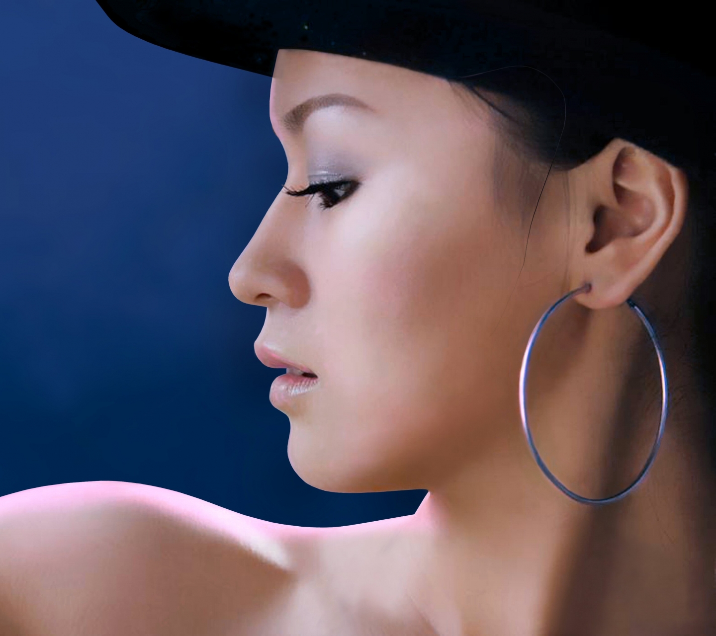 Free download wallpaper Beautiful, Profile, Face, Hat, Oriental, Women, Earrings, Asian on your PC desktop