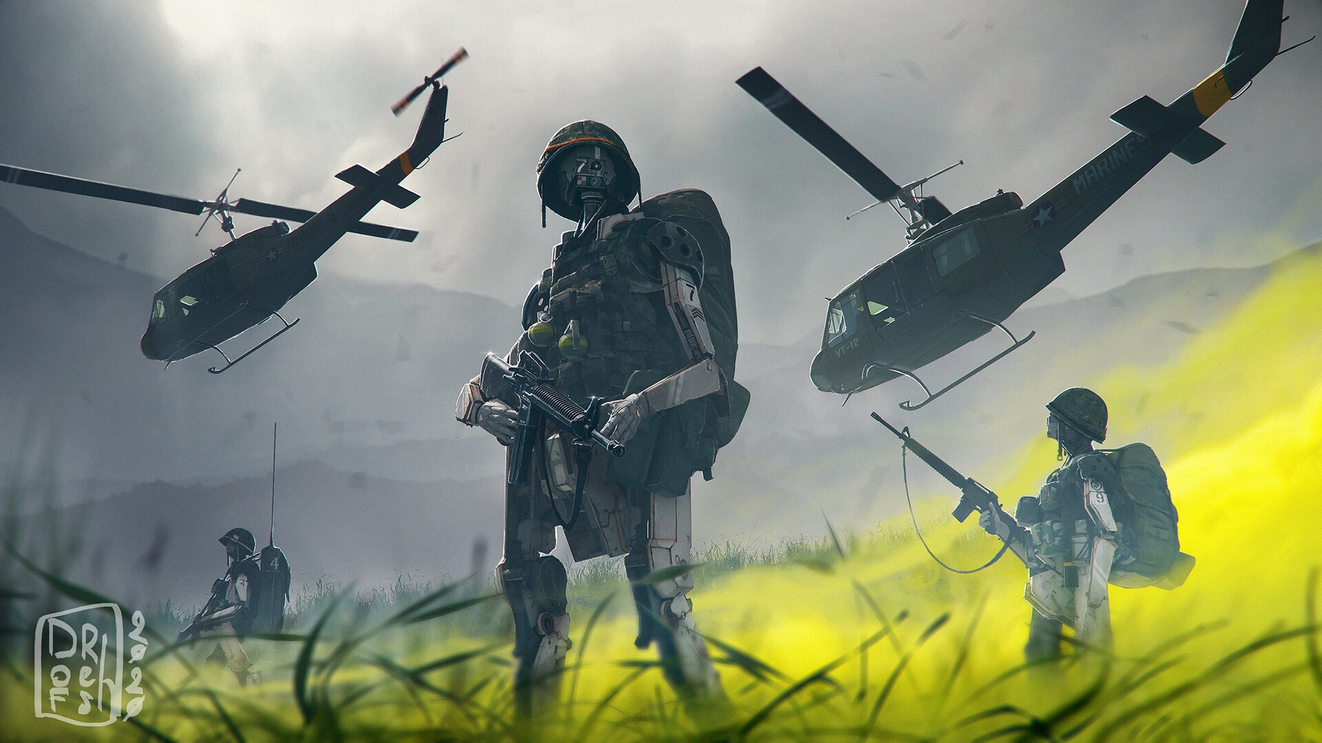 Download mobile wallpaper Weapon, Robot, Sci Fi, Helicopter, Military for free.
