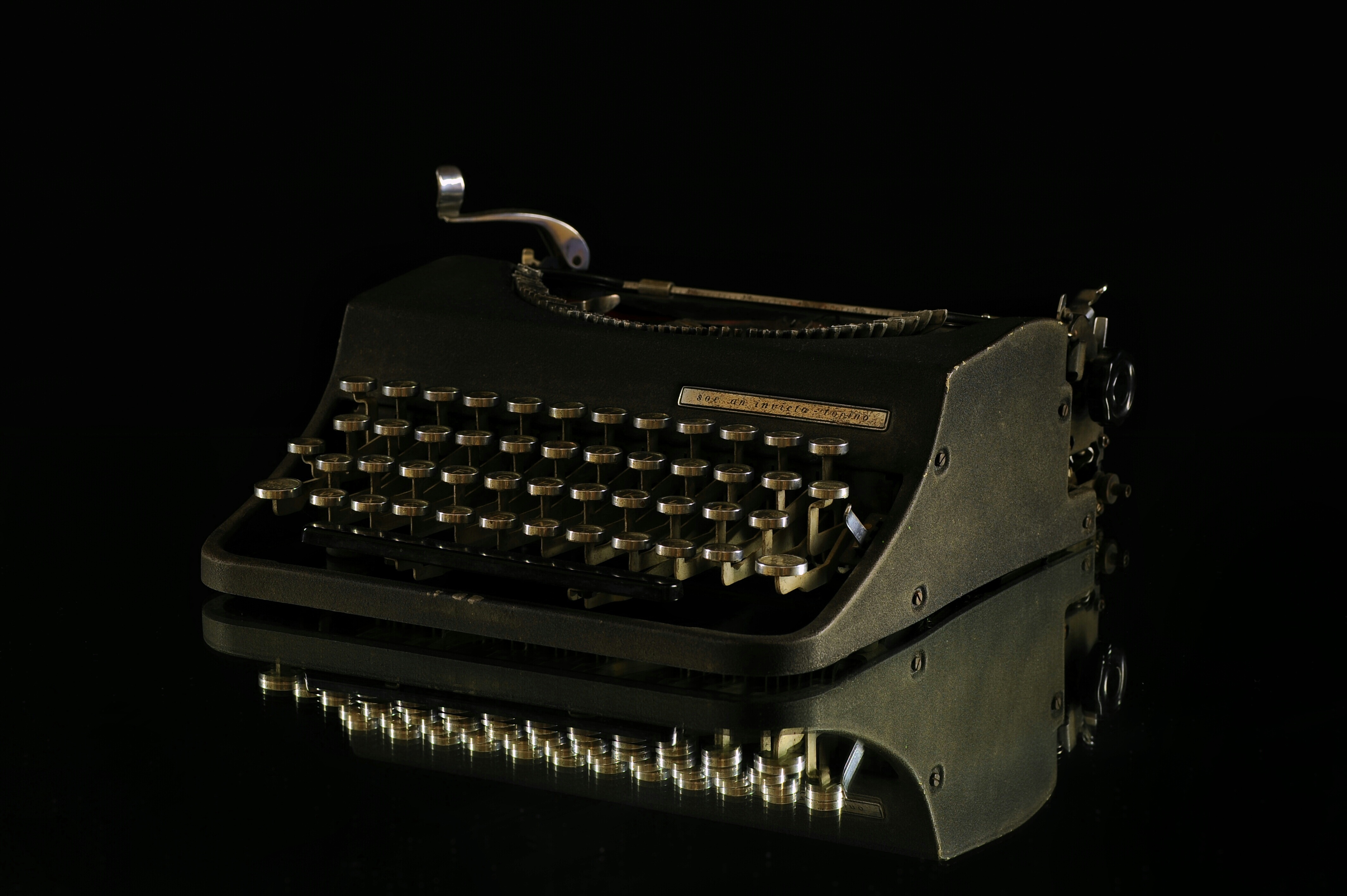 typewriter, man made, antique, machine, reflection